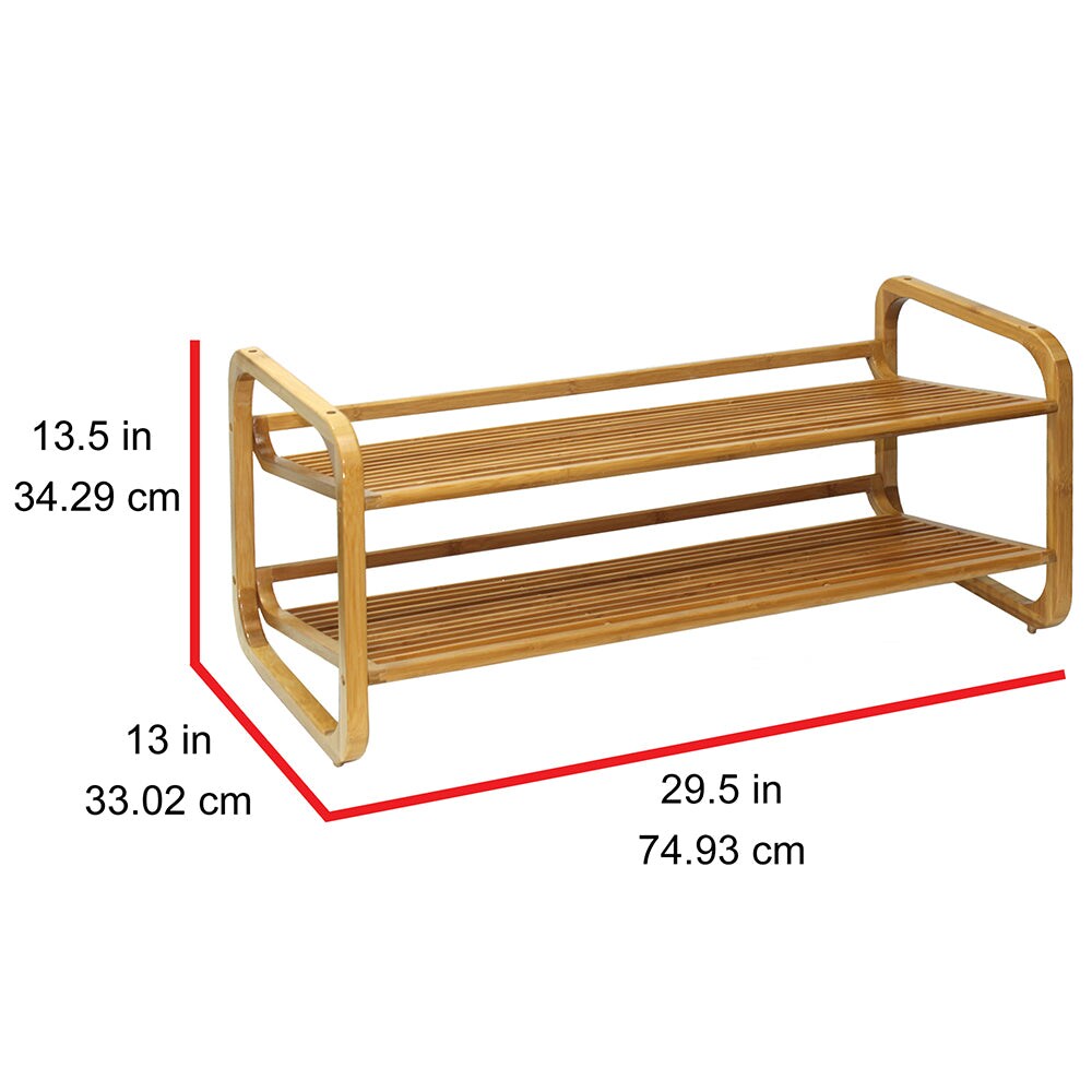 Oceanstar  2 Tier Bamboo Shoe Rack, Rounded