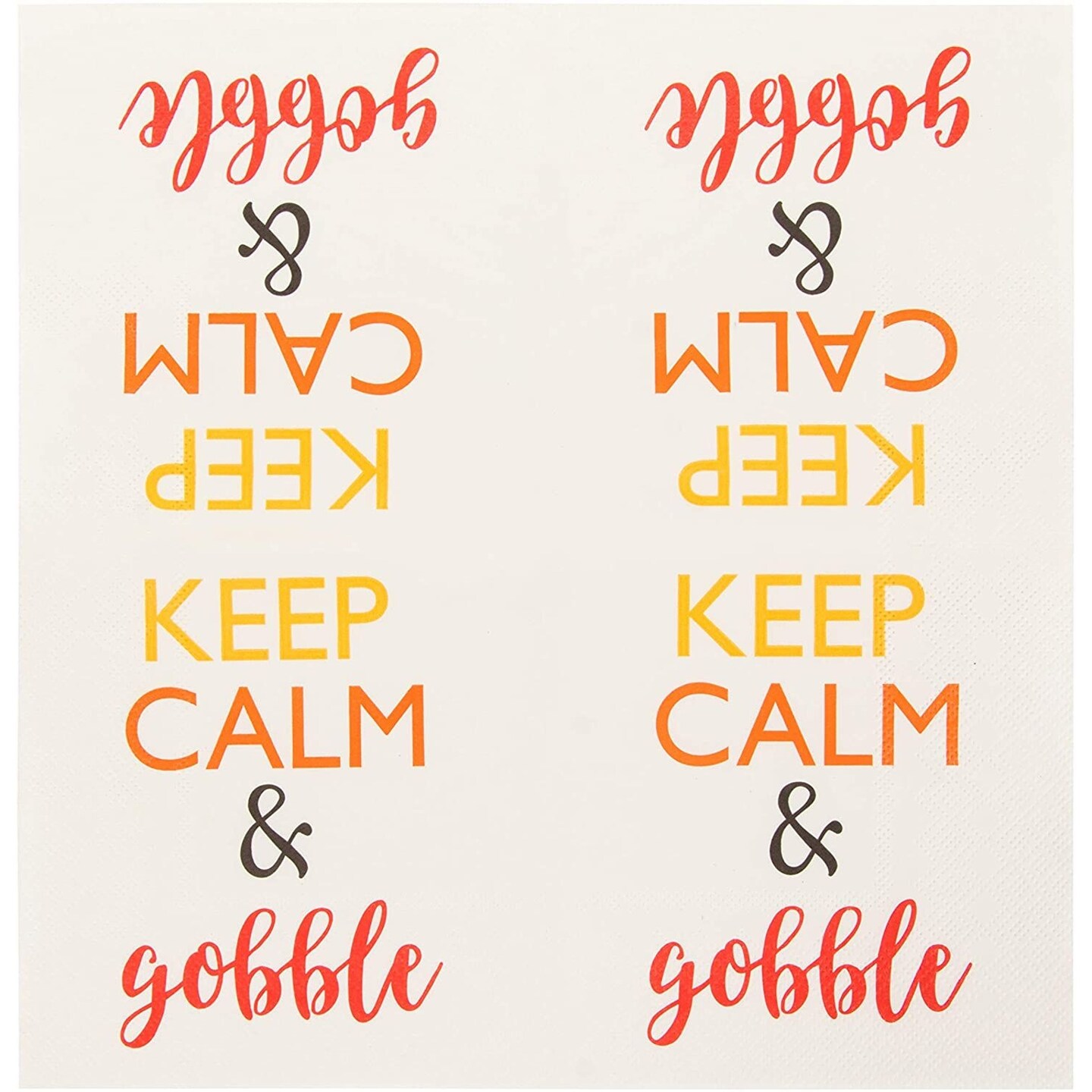 Keep Calm White Paper Napkins for Thanksgiving Party (5 x 5 In, 100 Pack)