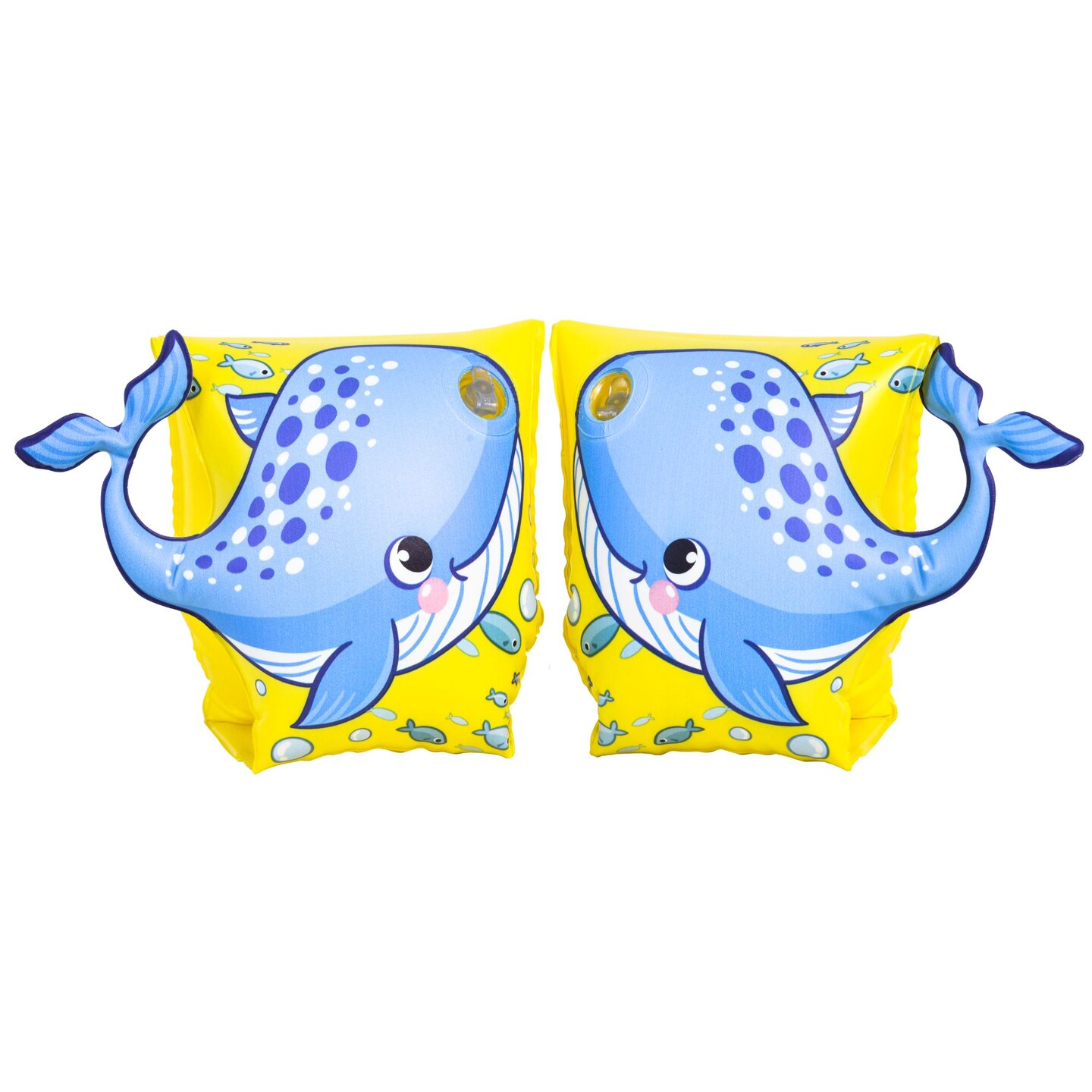 Pool Central Set of 2 Inflatable Yellow and Blue Whale Arm Band Floats, 9-Inch