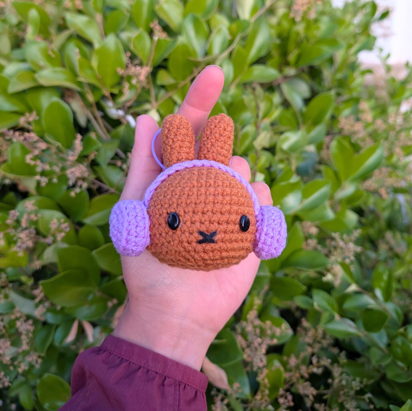 Miffyy Customizable EarMuffs Crocheted Plush Keychain, Cute Little