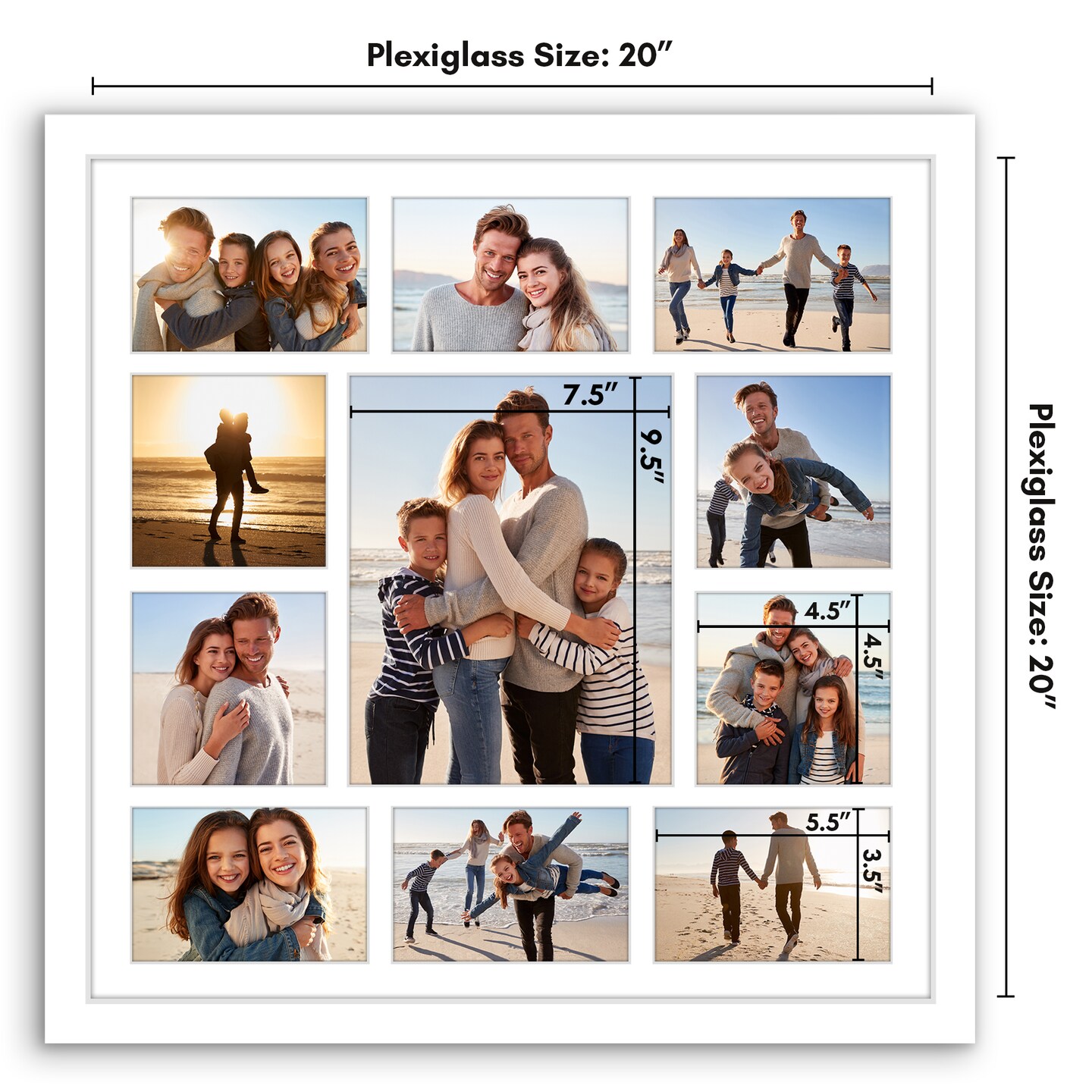 Americanflat 20x20 Collage Picture Frame - Fits One 8x10, Four 5x5, and Six 4x6 Photos or One 20x20 Photo