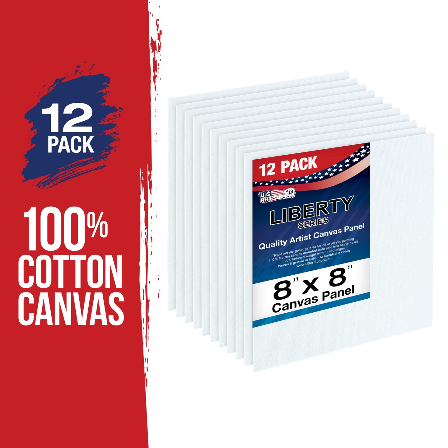 8&#x22; x 8&#x22; Professional Artist Quality Acid Free Canvas Panel Boards for Painting 12-Pack