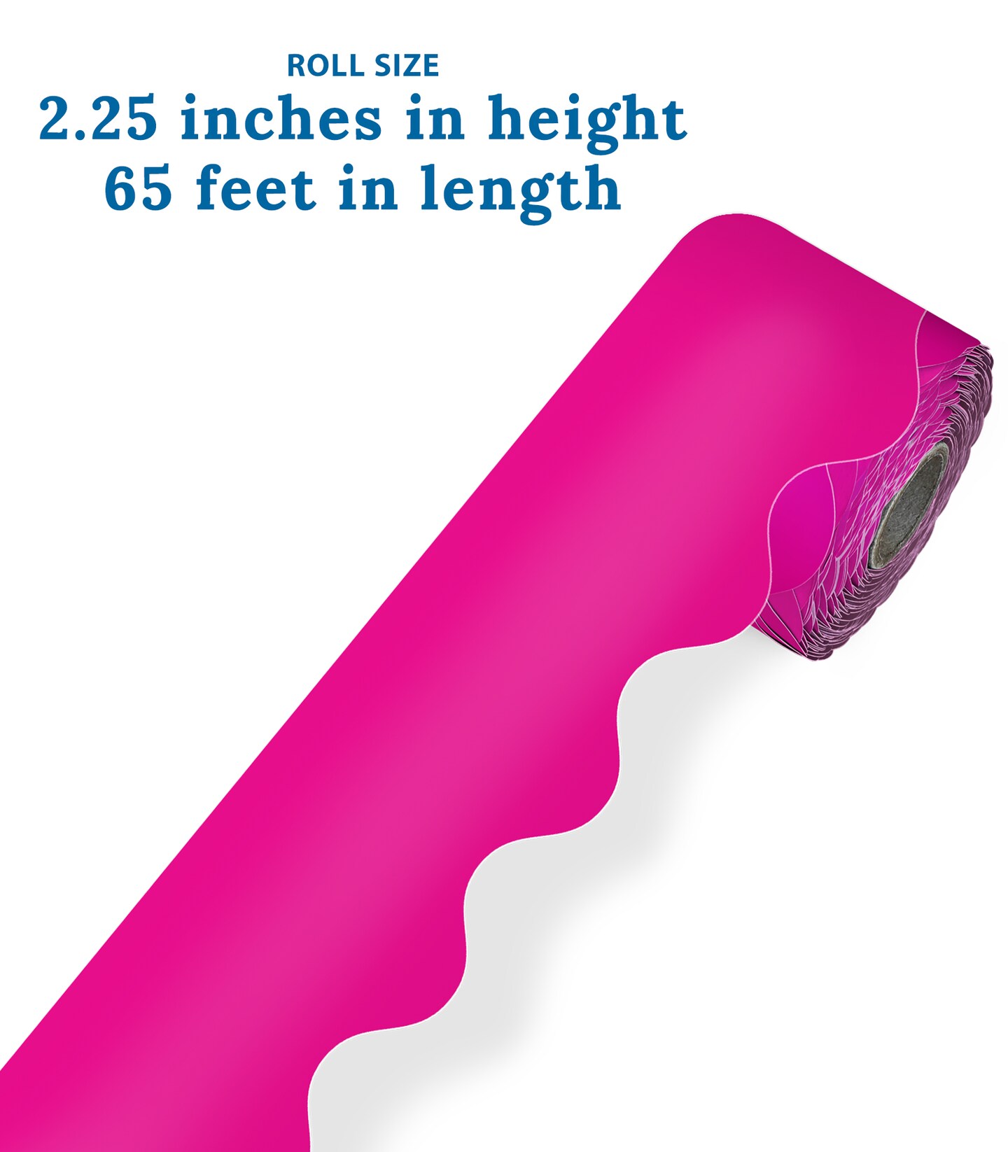 Carson Dellosa 65Ft of Hot Pink Bulletin Board Borders, 1 Roll of Scalloped Trim for Rolling Whiteboard, Cork and Posterboard, Valentines Day Decorations, Party, and Classroom Decor