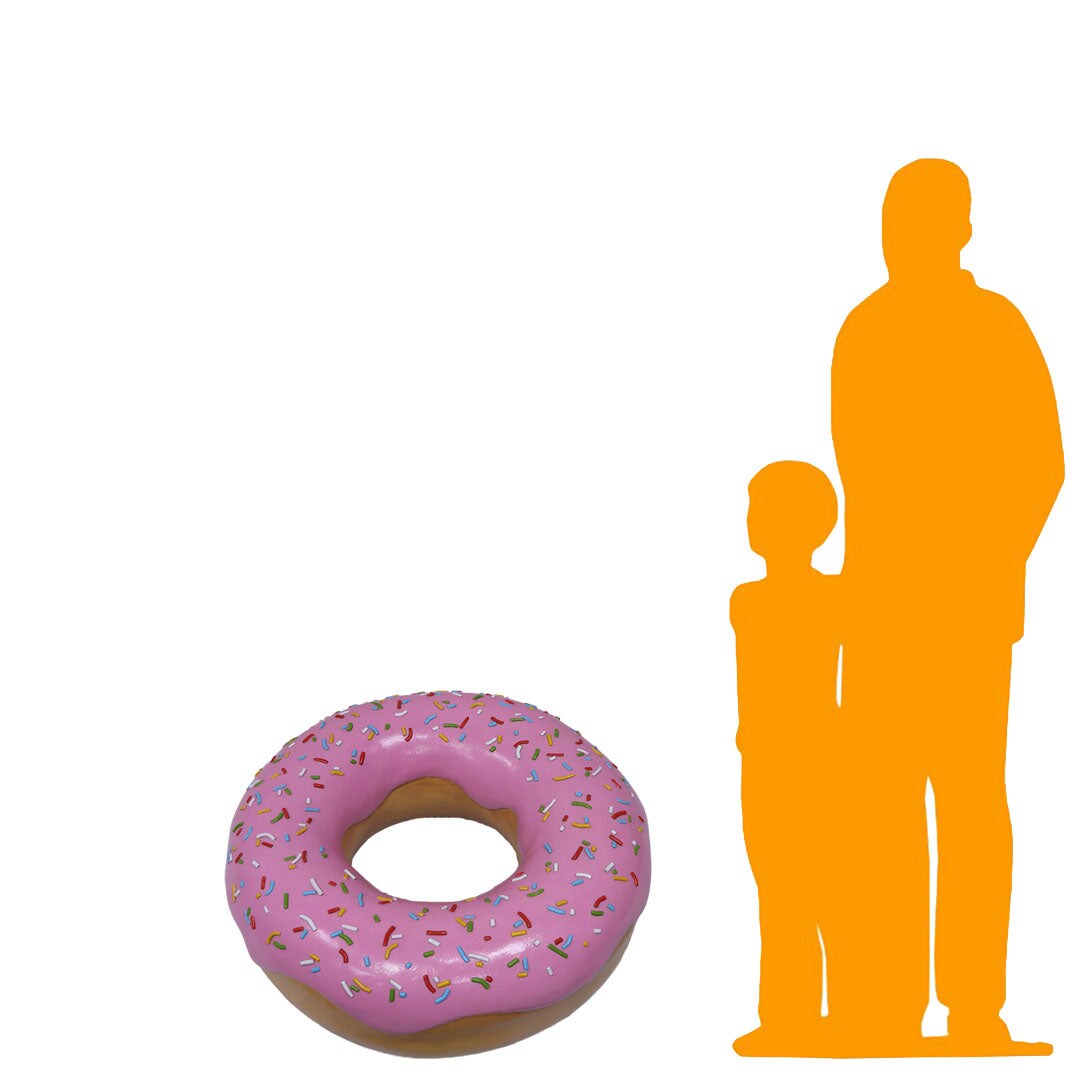 Large Donut Pink with Rainbow Sprinkles Statue