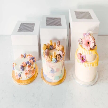14 x 14 x 12" White Bakery Boxes with Window Pastry Boxes for Tall and Heavy Cakes