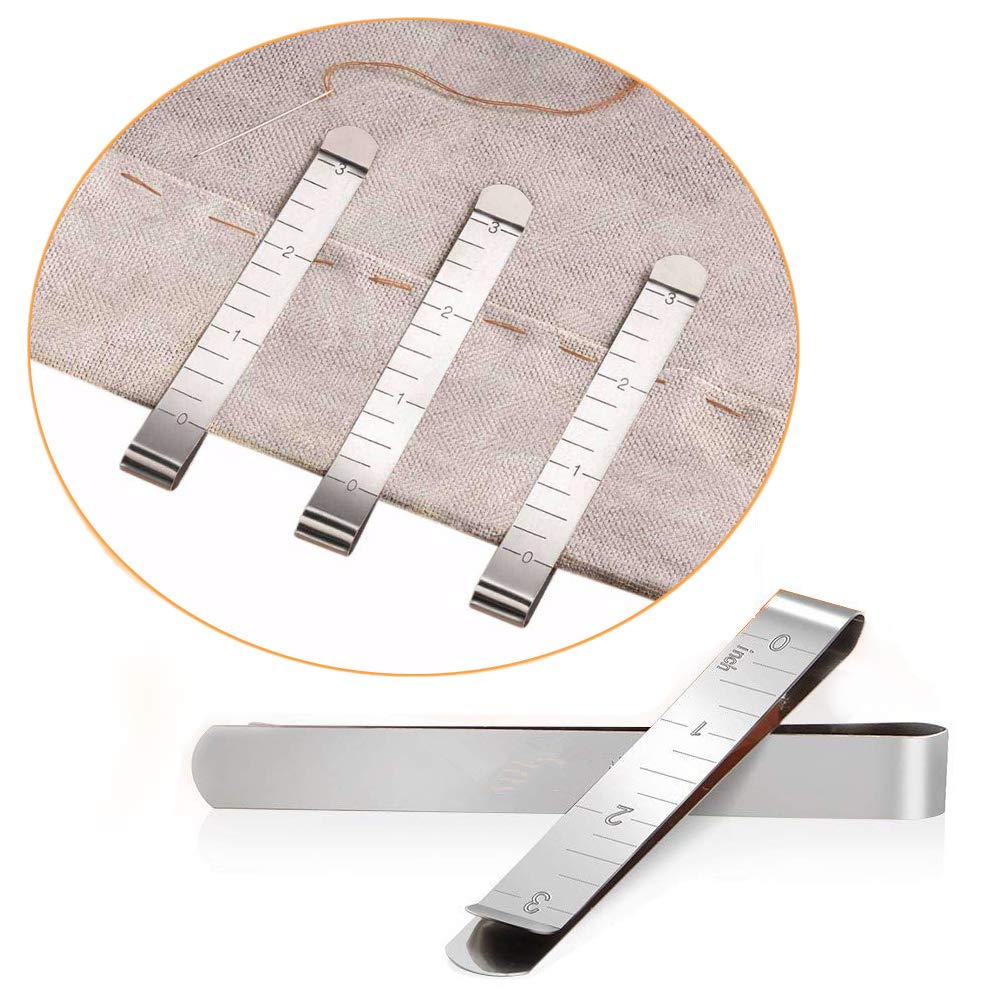 Clips Set of 20 Stainless Steel Hemming Clips 3 Inches Measurement Ruler Quilting Supplies
