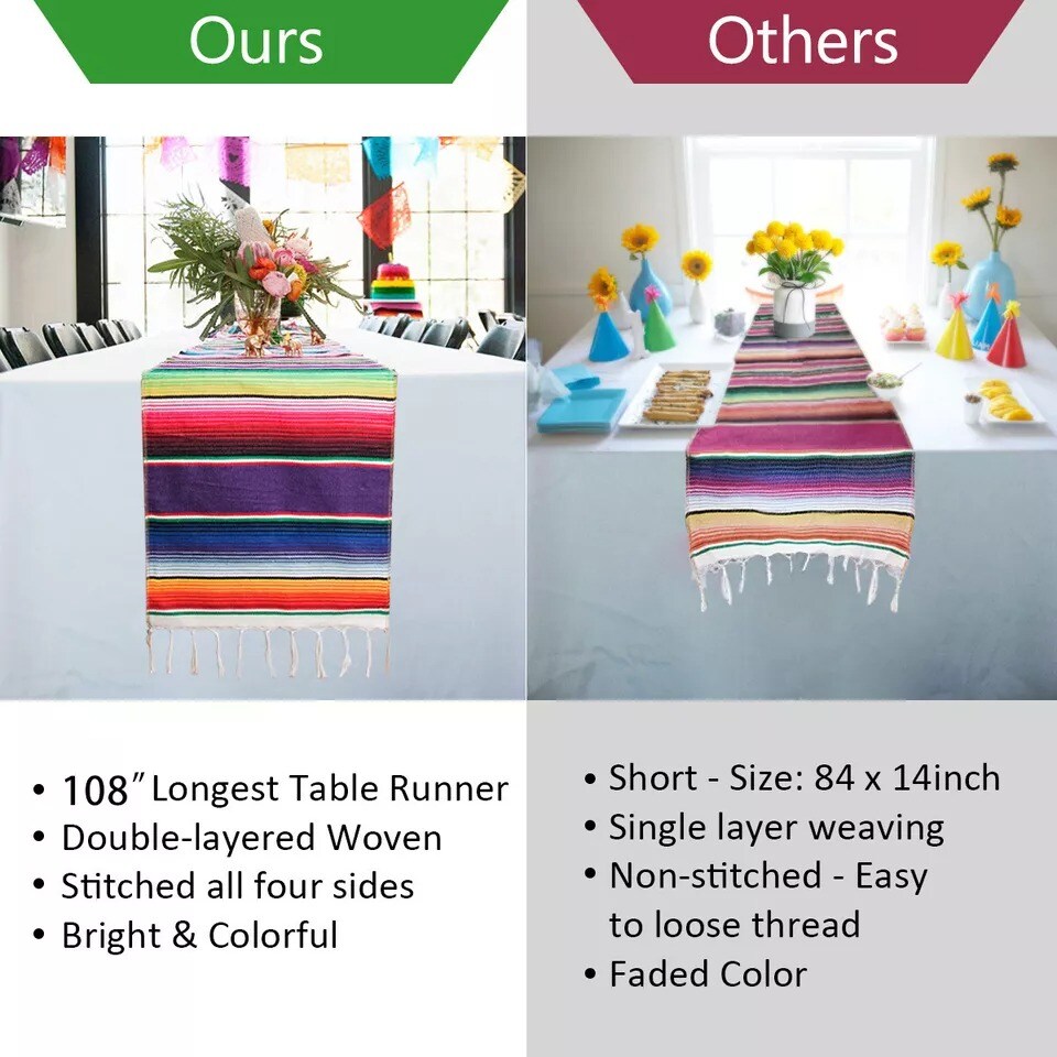 2-Pack Mexican Serape Table Runners