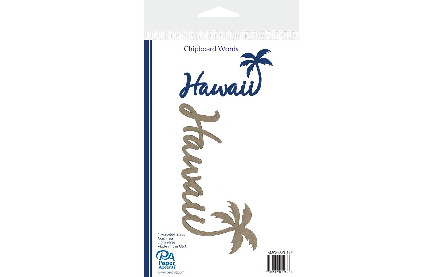 Chip Word 4pc Hawaii w/ Palm Tree Natural