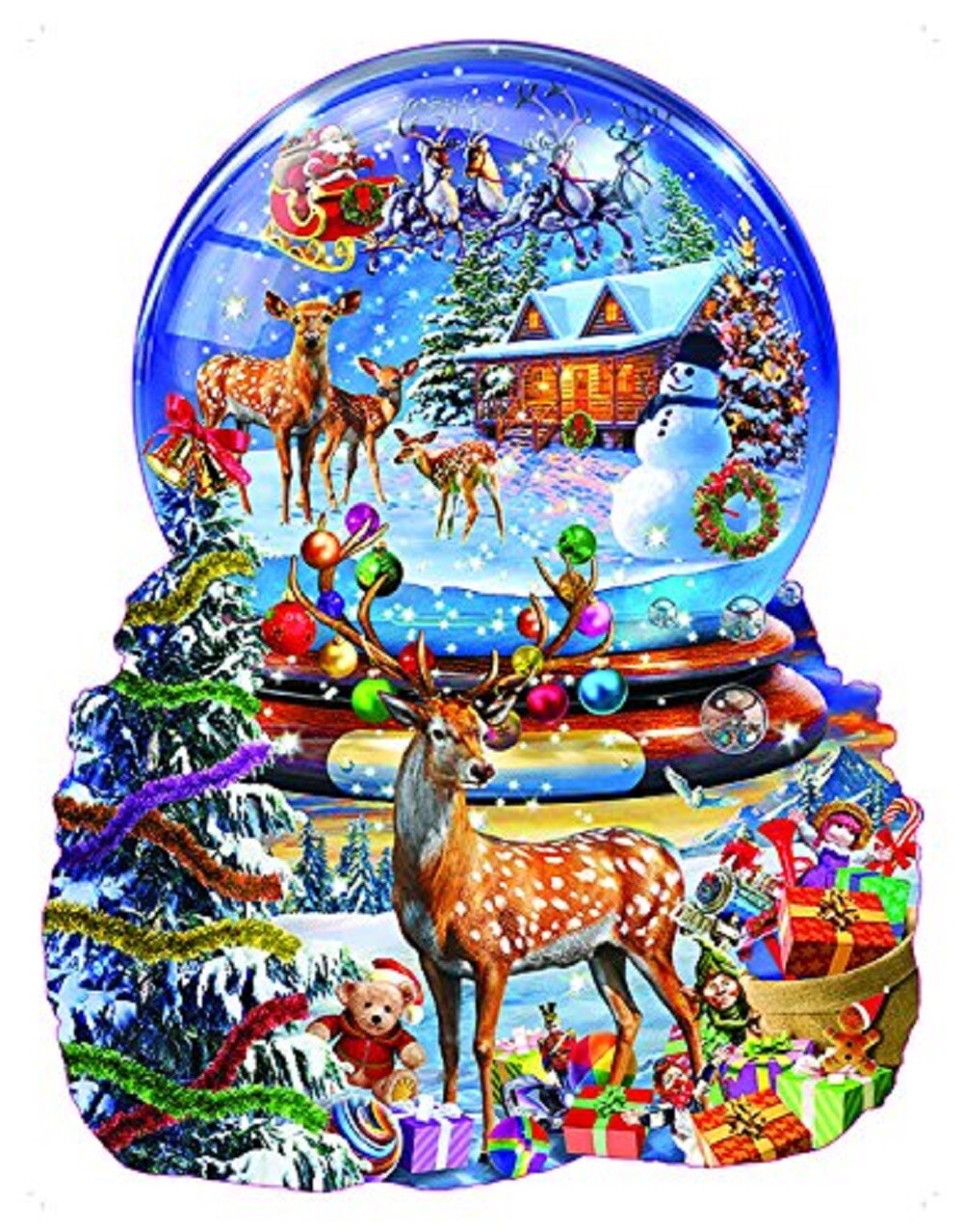 Sunsout Christmas Snow Globe 1000 pc Special Shape Christmas Jigsaw Puzzle 97182