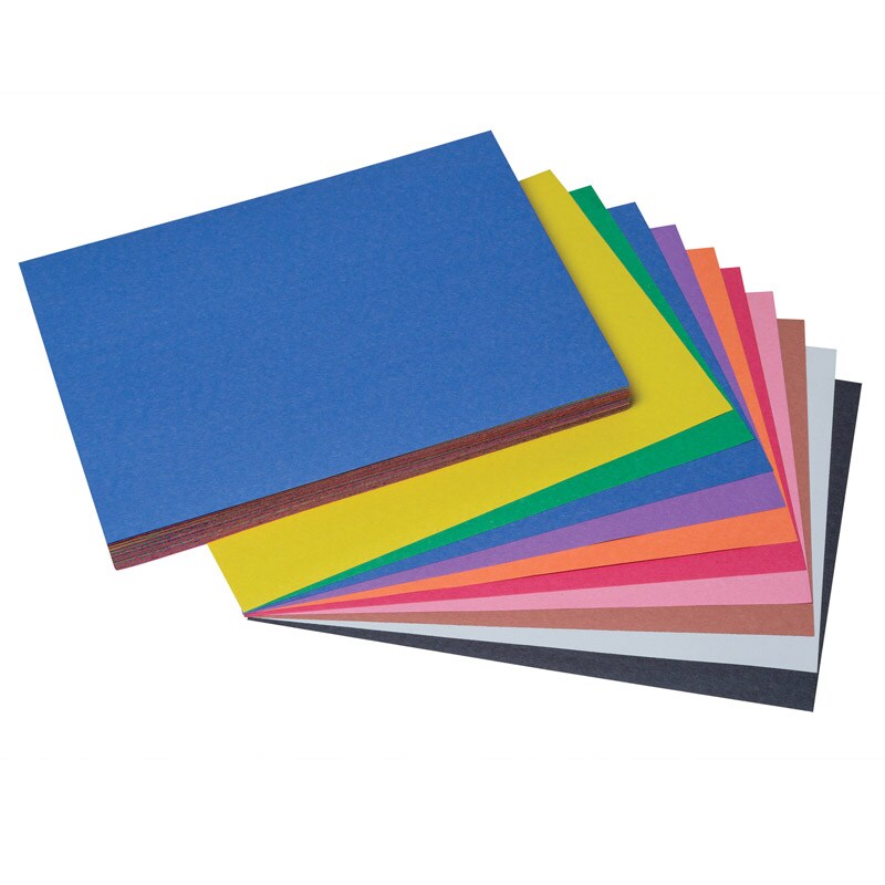 Construction Paper, 10 Assorted Colors, 9&#x22; x 12&#x22;, 100 Sheets