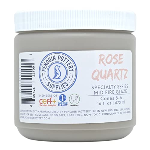 Penguin Pottery - Specialty Series - Rose Quartz - Mid Fire Glaze, High Fire Glaze, Cone 5-6 for Mid Fire Clay, High Fire Clay - Ceramic Glaze Pottery (1 Pint | 16 oz | 473 ml)