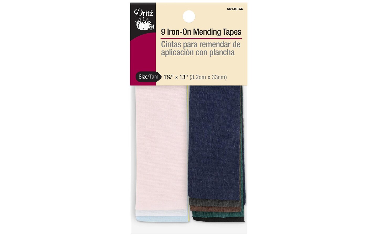 Dritz Patch Iron On Mending Tape 1.25X13 Astd 9Pc