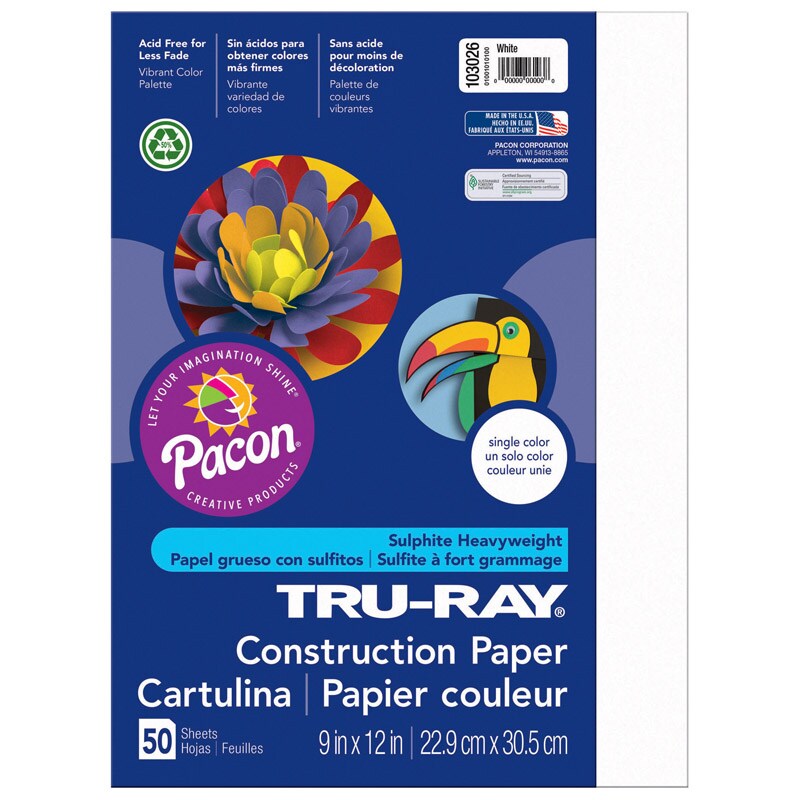 Construction Paper, White, 9