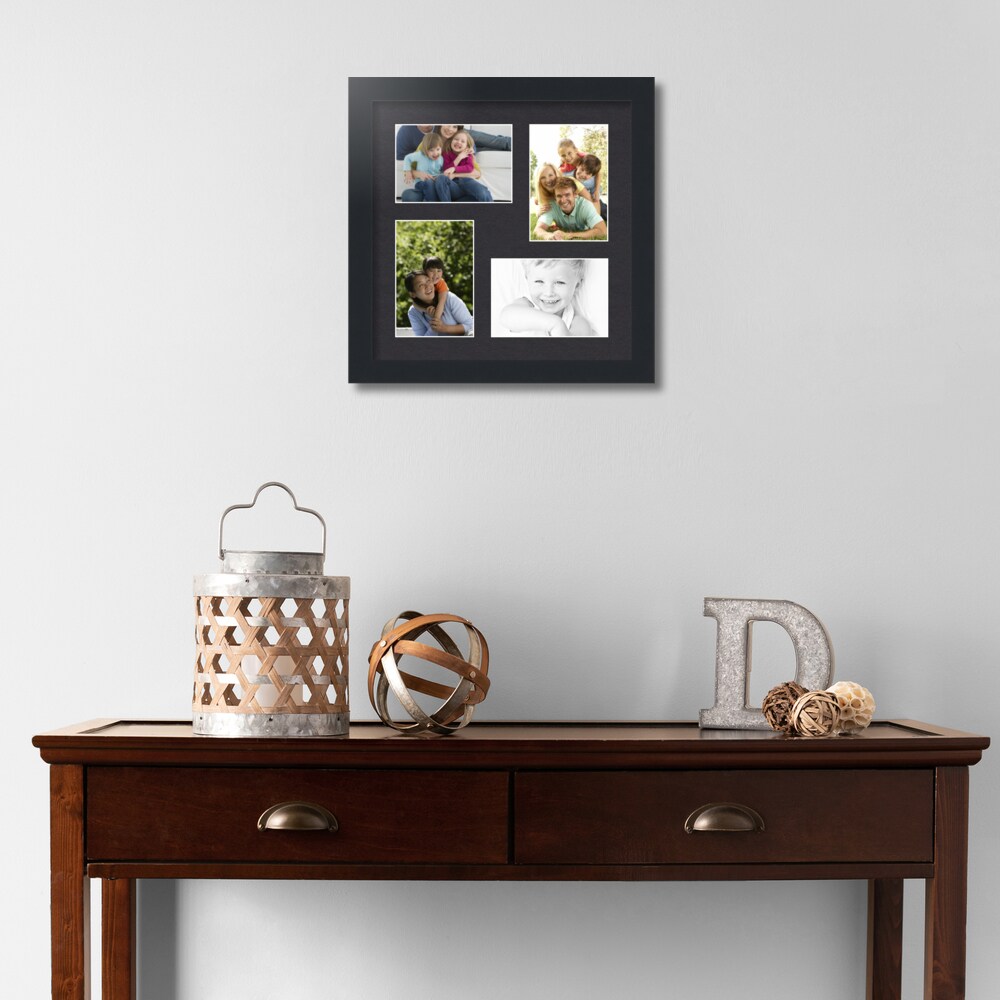 ArtToFrames Collage Photo Picture Frame with 4 - 4x6 inch Openings, Framed in Black with Over 62 Mat Color Options and Regular Glass (CSM-3926-178)