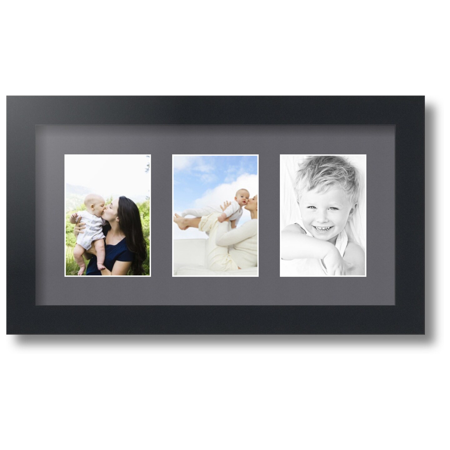 ArtToFrames Collage Photo Picture Frame with 3 - 3.5x5 inch Openings, Framed in Black with Over 62 Mat Color Options and Regular Glass (CSM-3926-29)