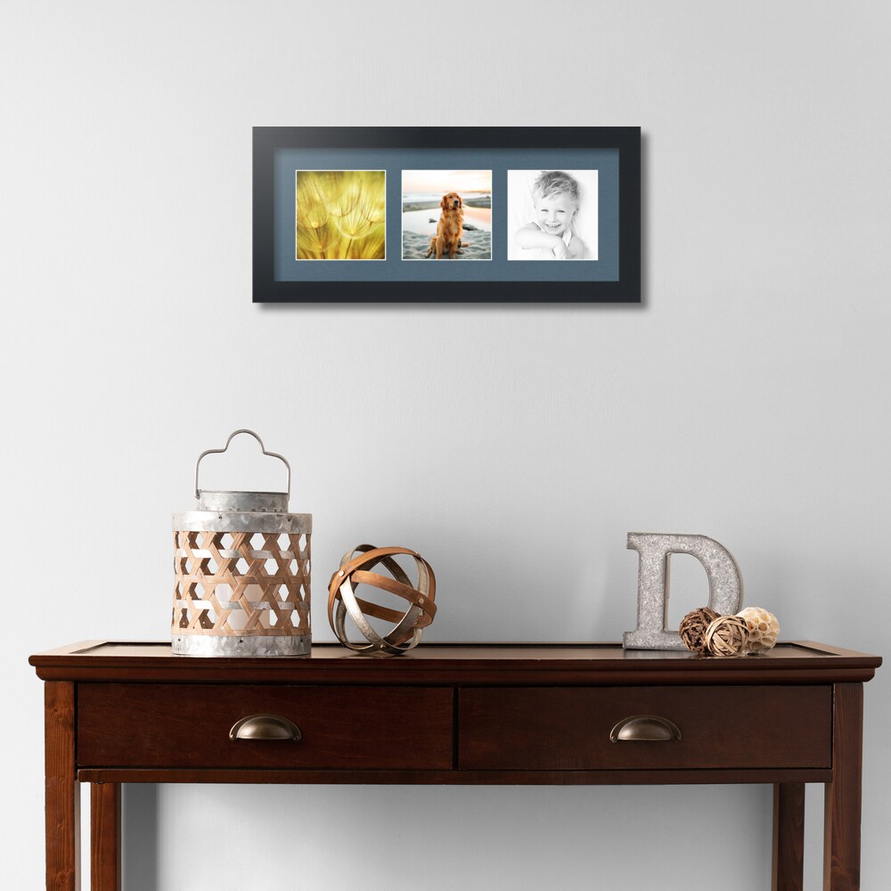 ArtToFrames Collage Photo Picture Frame with 3 - 5x5 inch Openings, Framed in Black with Over 62 Mat Color Options and Regular Glass (CSM-3926-95)