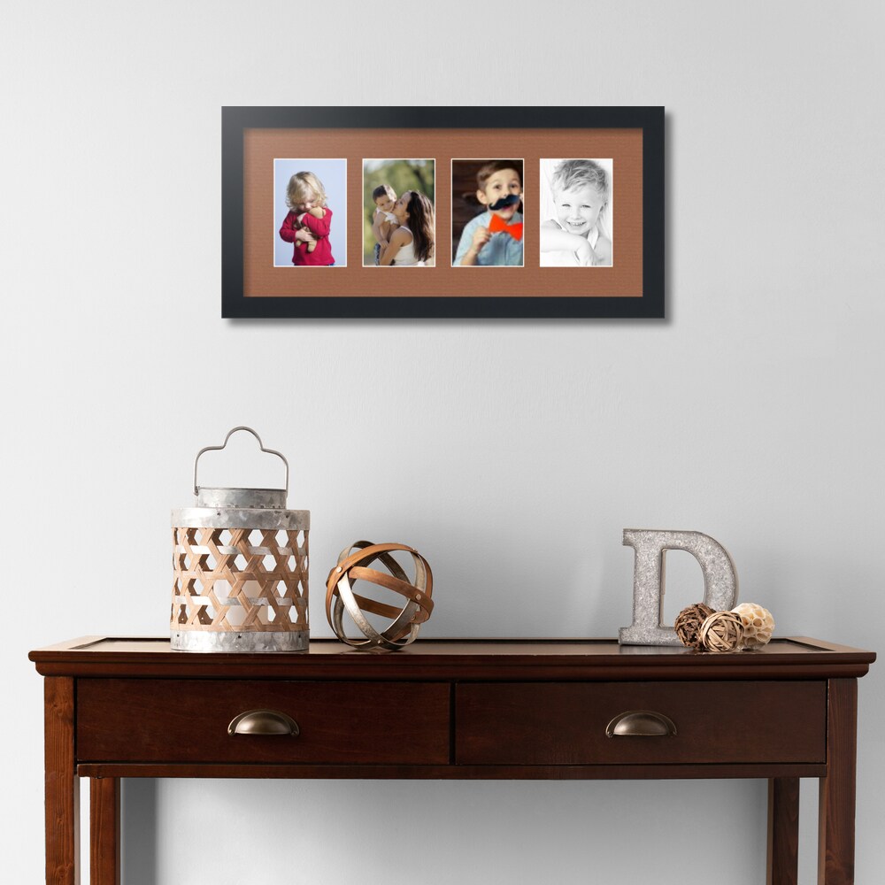 ArtToFrames Collage Photo Picture Frame with 4 - 4x6 inch Openings, Framed in Black with Over 62 Mat Color Options and Plexi Glass (CSM-3926-14)