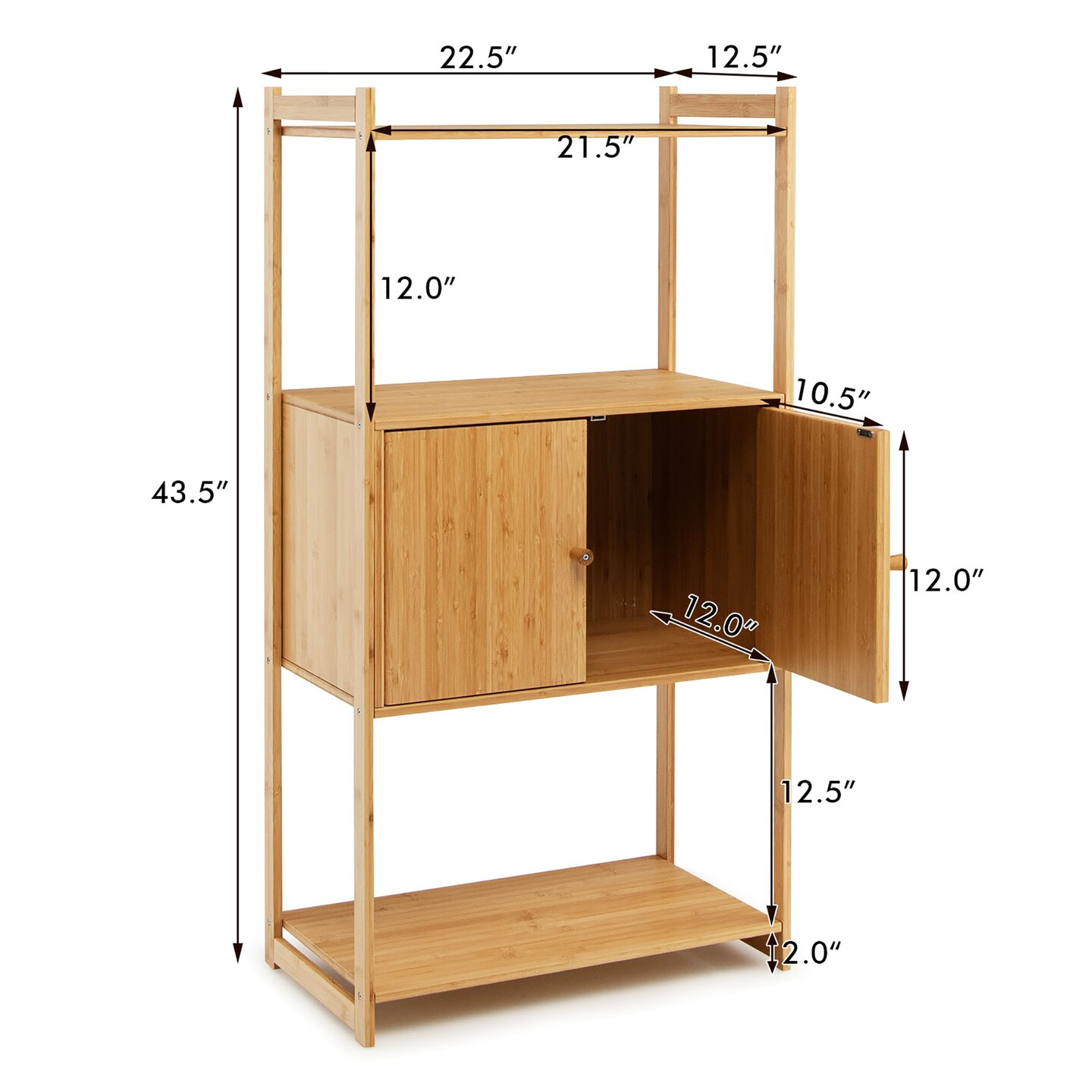 Costway Bamboo Bathroom Freestanding Tall Storage Shelf Unit w/2 Doors & Shelves Michaels