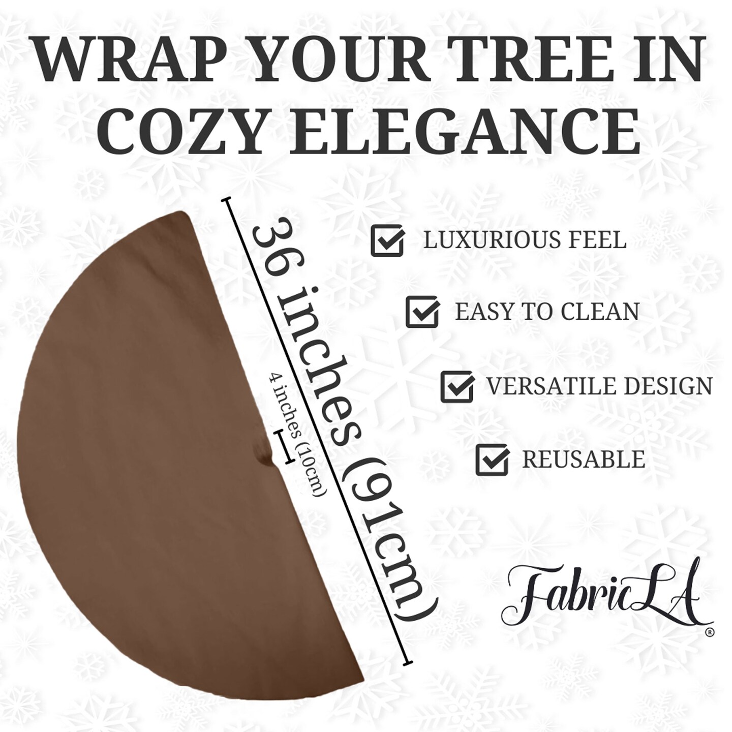 36&#x22; Light Brown Faux Fur Christmas Tree Skirt - Fluffy Plush Tree Skirt (91cm) for Holiday Decorations (FabricLA)