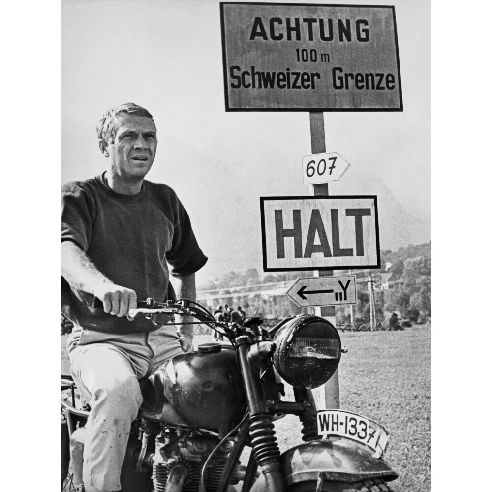 Posterazzi Steve McQueen in a Scene from the Great Escape on Motorcycle Photo Print