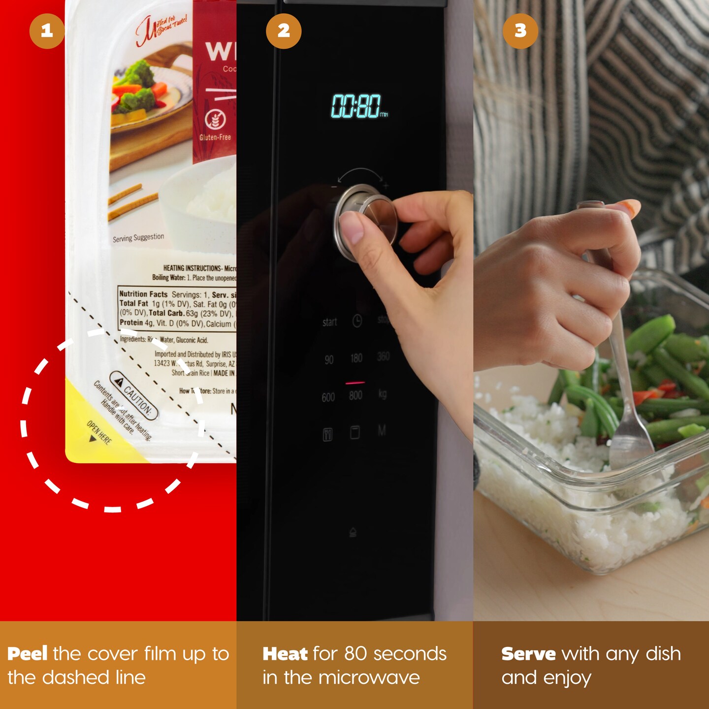 IRIS USA Japanese Rice, Instant White Microwave Rice 80 seconds