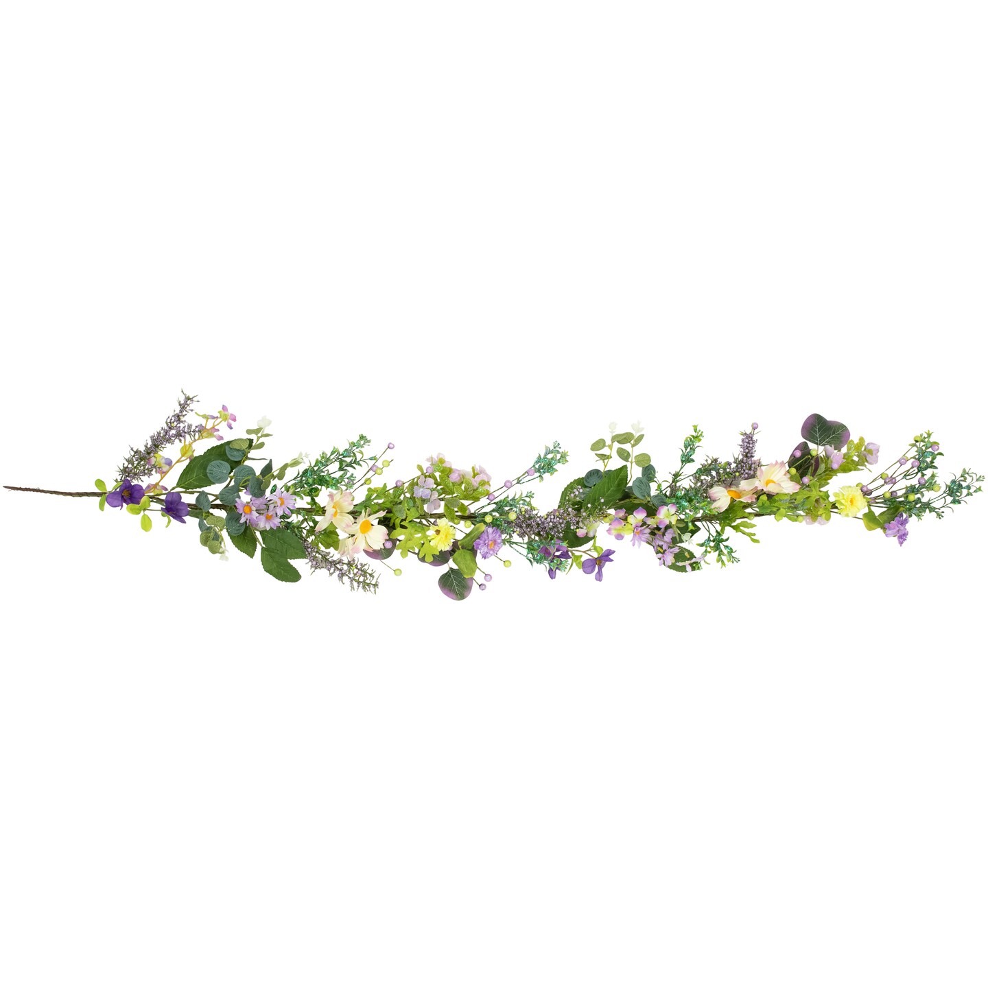 Northlight Daisy and Mixed Foliage Floral Spring Garland - 5&#x27; - Purple