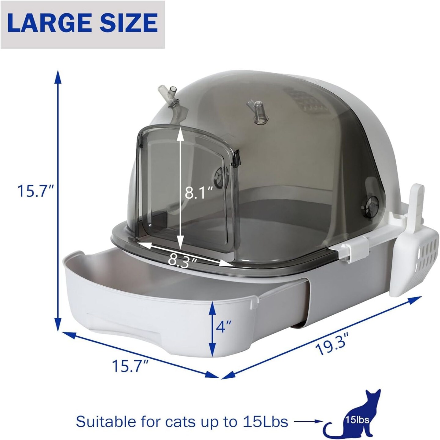 Fully Enclosed Litter Pan, Cat Litter Box with Lid, Drawer Type Cat Toilet with Scoop