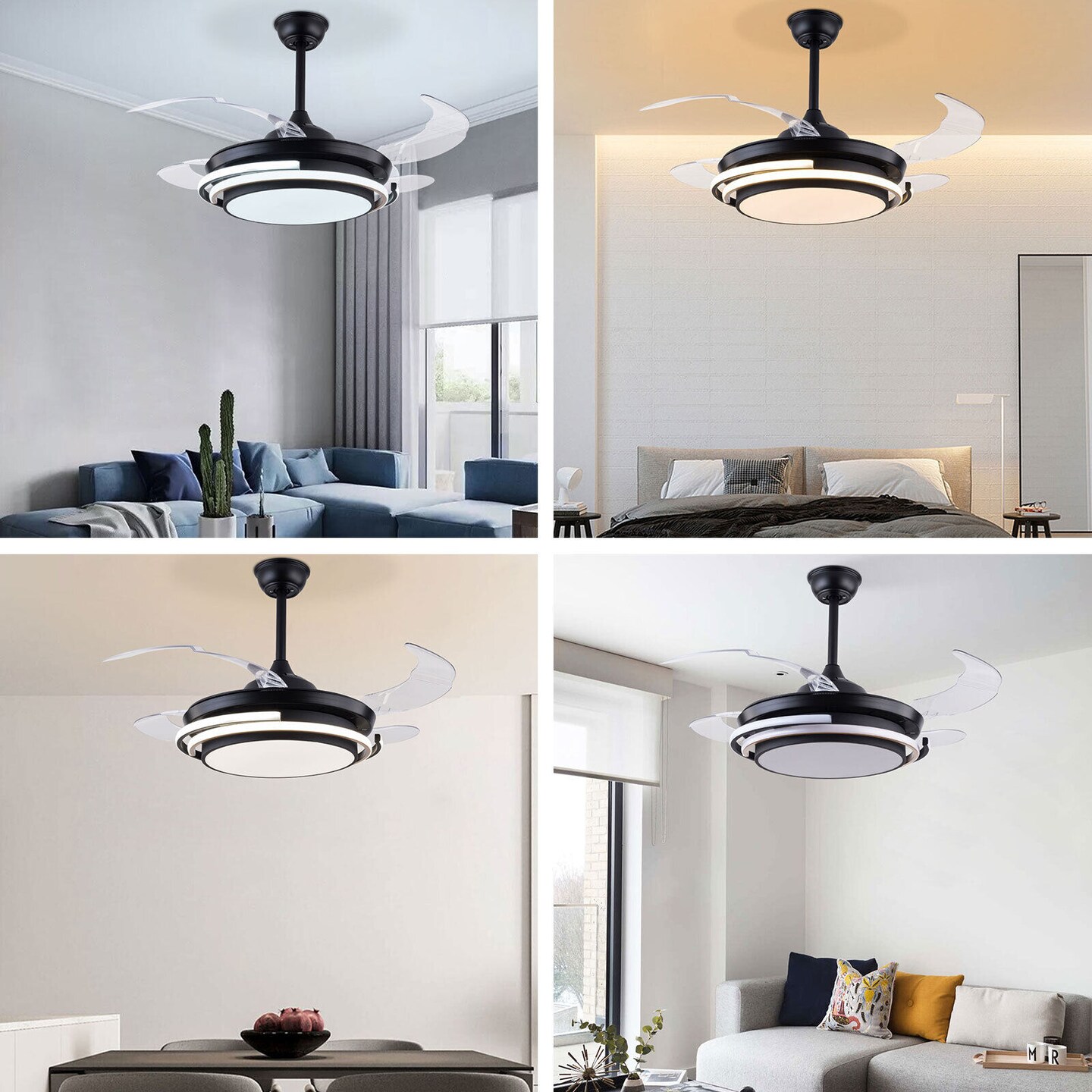 Kitcheniva 42inch Retractable Ceiling Fans Lights With Remote