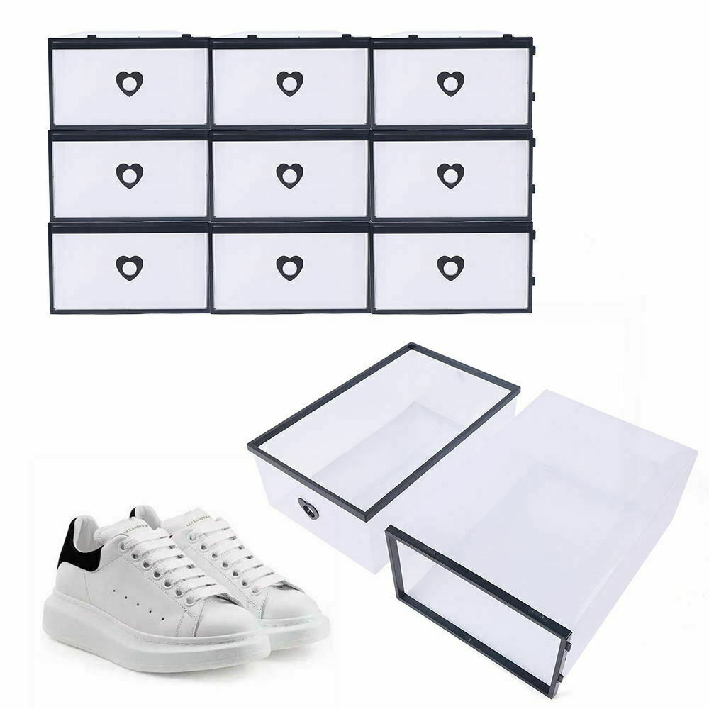 Kitcheniva 10Pcs Clear Plastic Stackable Drawer Shoe Box Storage
