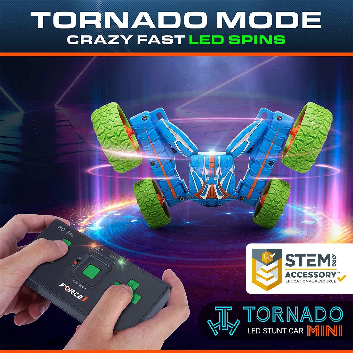 Force1 Mini Tornado LED Remote Control Car for Kids