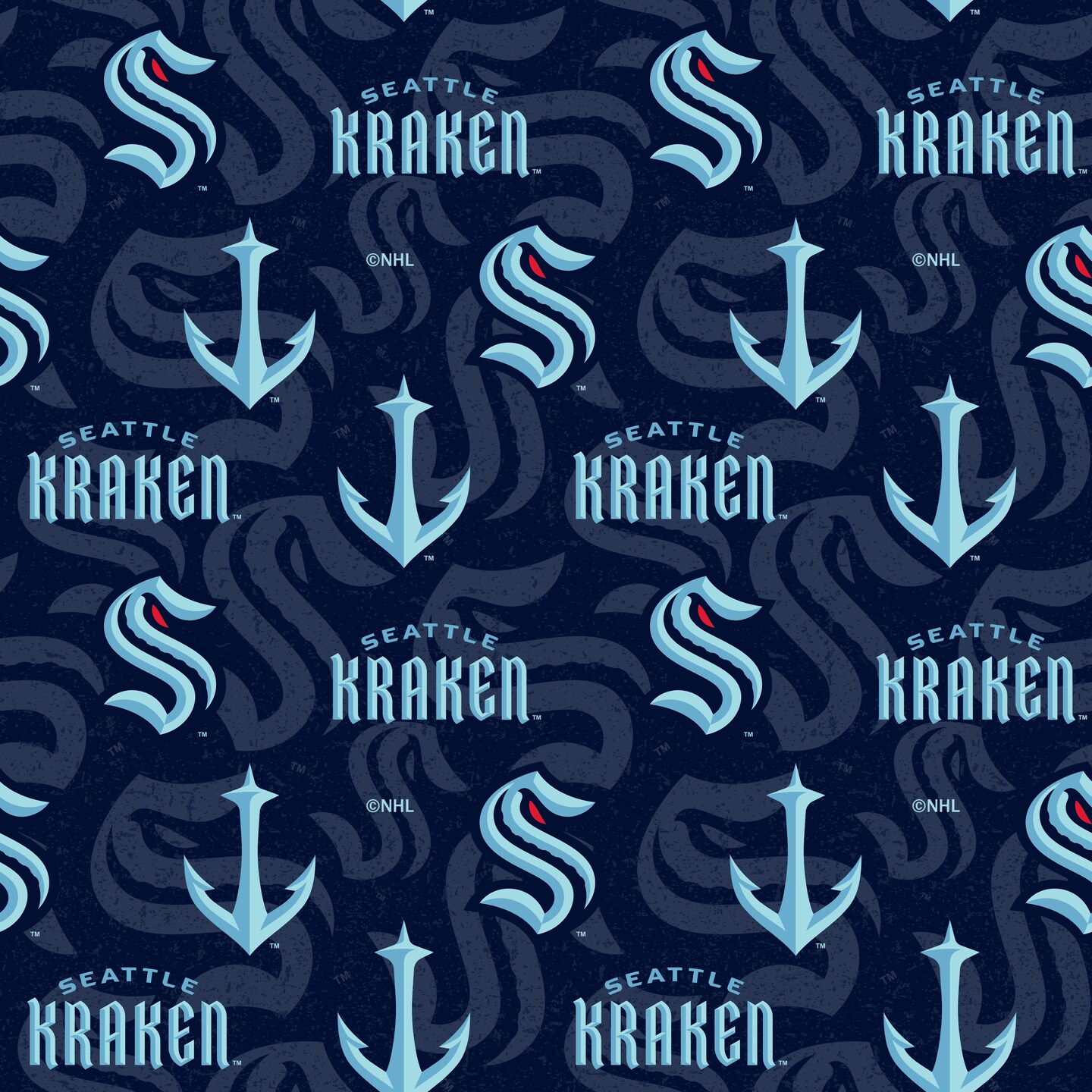 Sykel Enterprises NHL Team Cotton Fabric-Seattle Kraken Tone on Tone Cotton Quilting Fabric