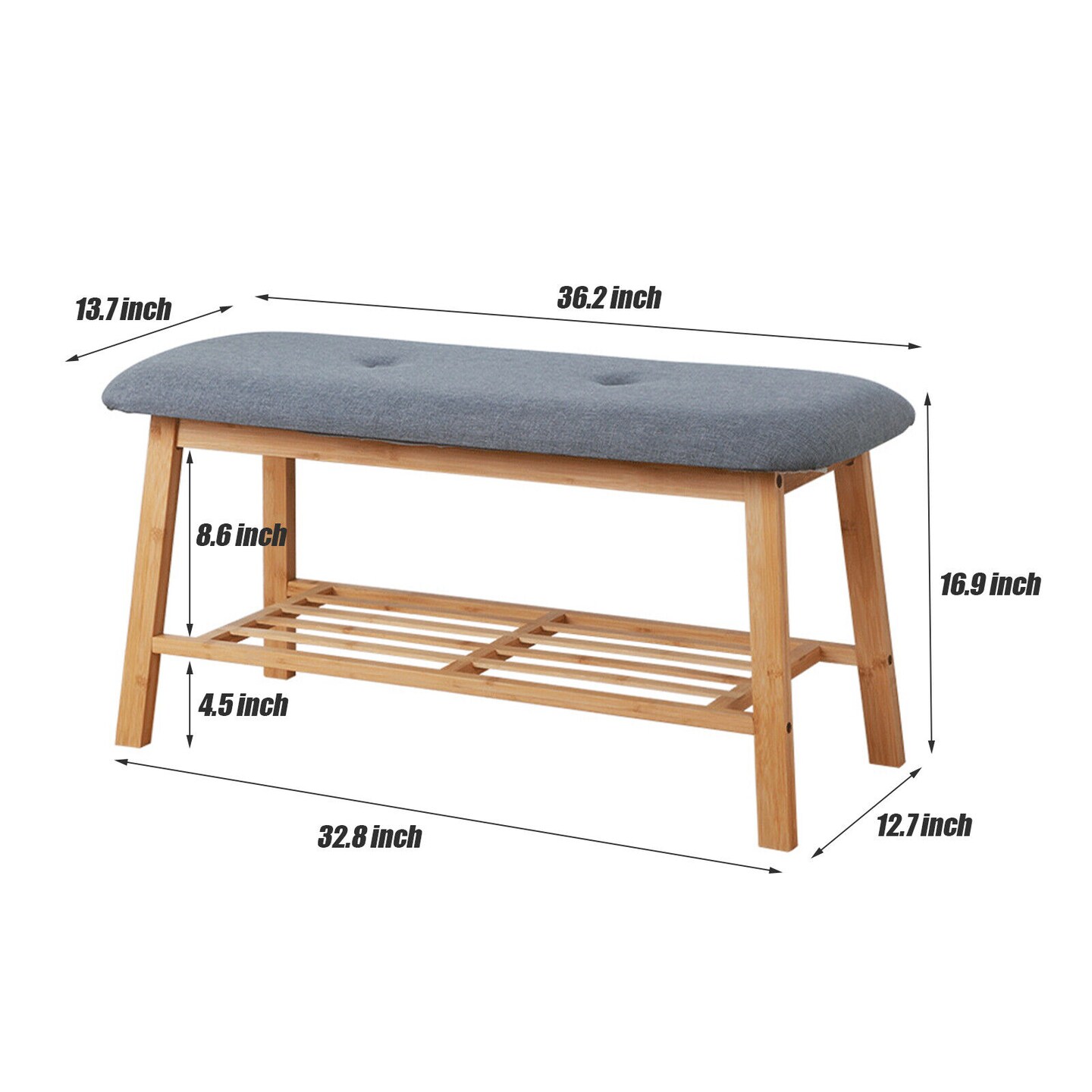 Kitcheniva 2 Tier Bamboo Shoe Rack Bench