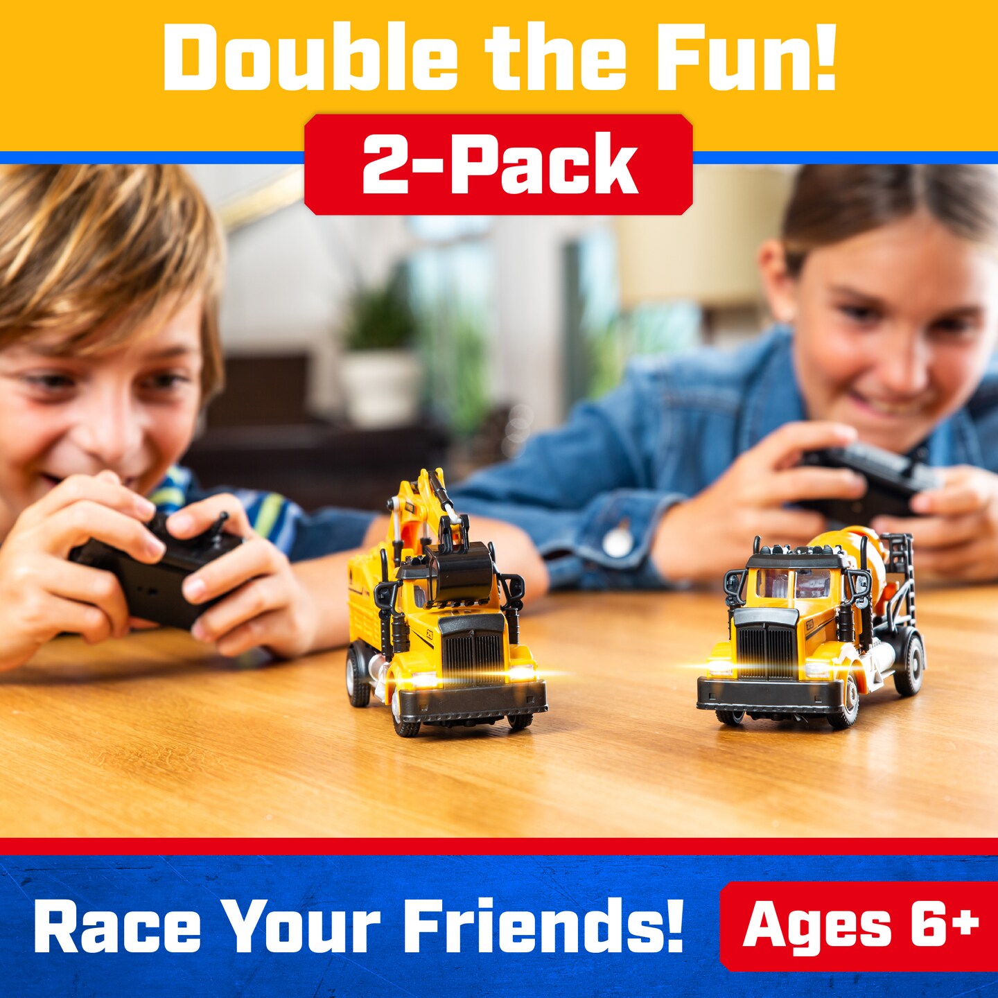 Force1 Mini Construction RC Trucks for Kids - Scoop + Mix
