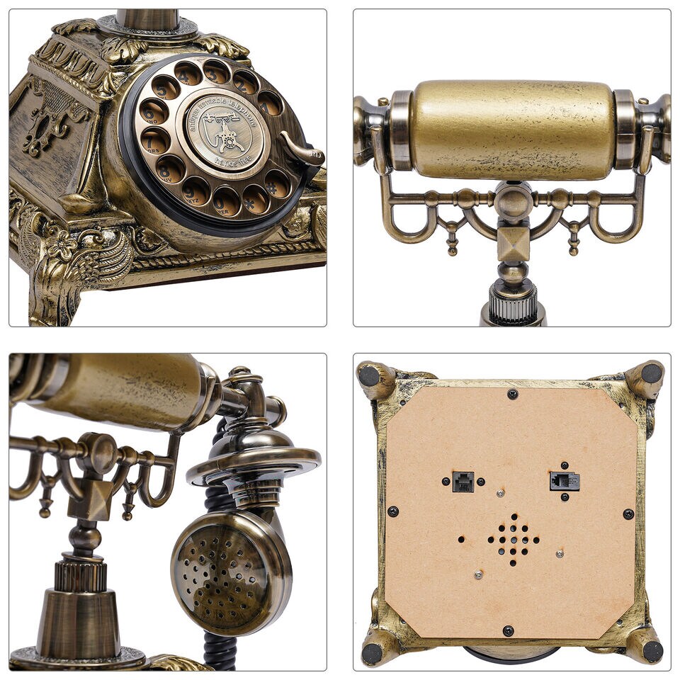 Retro Rotary Phone Vintage Turntable Dial Telephone Old Fashioned Landline Phone