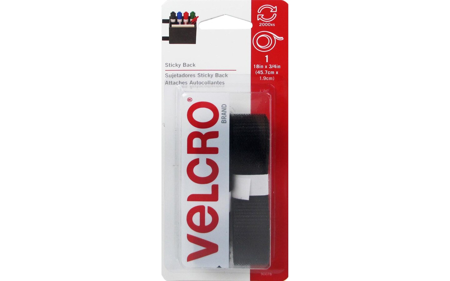 Velcro Sticky Back Tape 3/4x18&#x22; Black