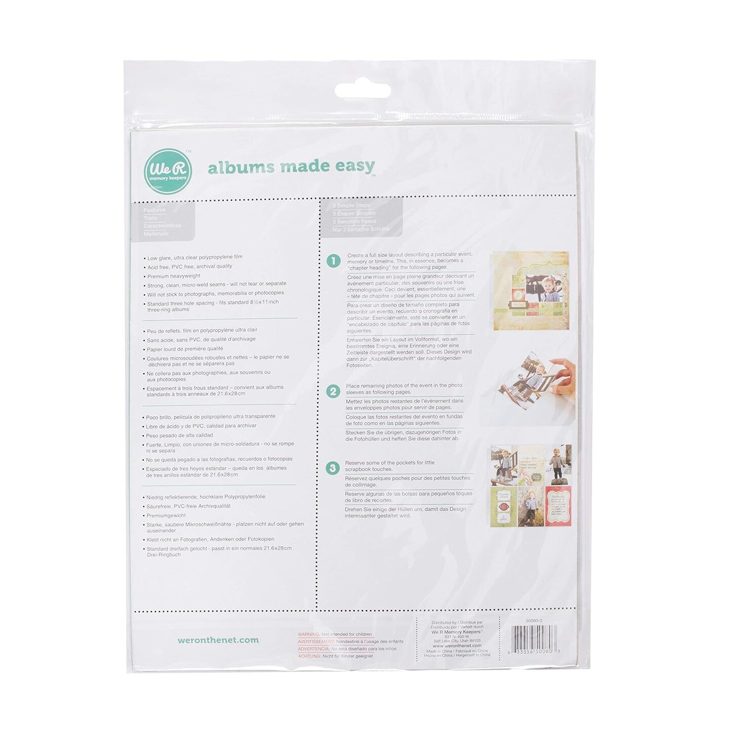 Scrapbooking 8.5x11 Page Protectors, 10 Pack, Non-Glare, Compatible with Standard 8.5x11 3 Ring Albums, Perfect for Scrapbooking, Document Storage and More