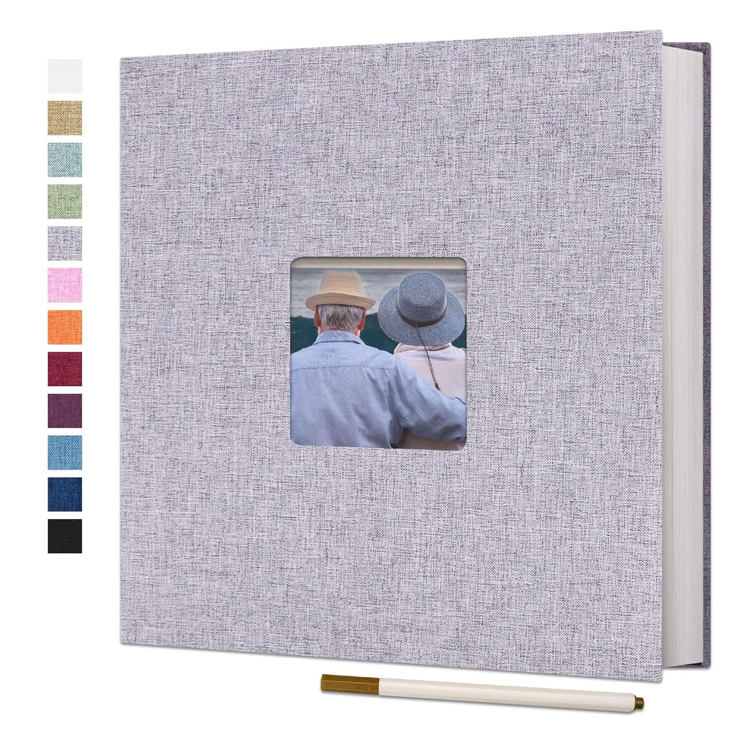 Large Photo Album Self Adhesive for 4x6 8x10 Pictures Linen Scrapbook Album DIY 40 Blank Pages with A Metallic Pen
