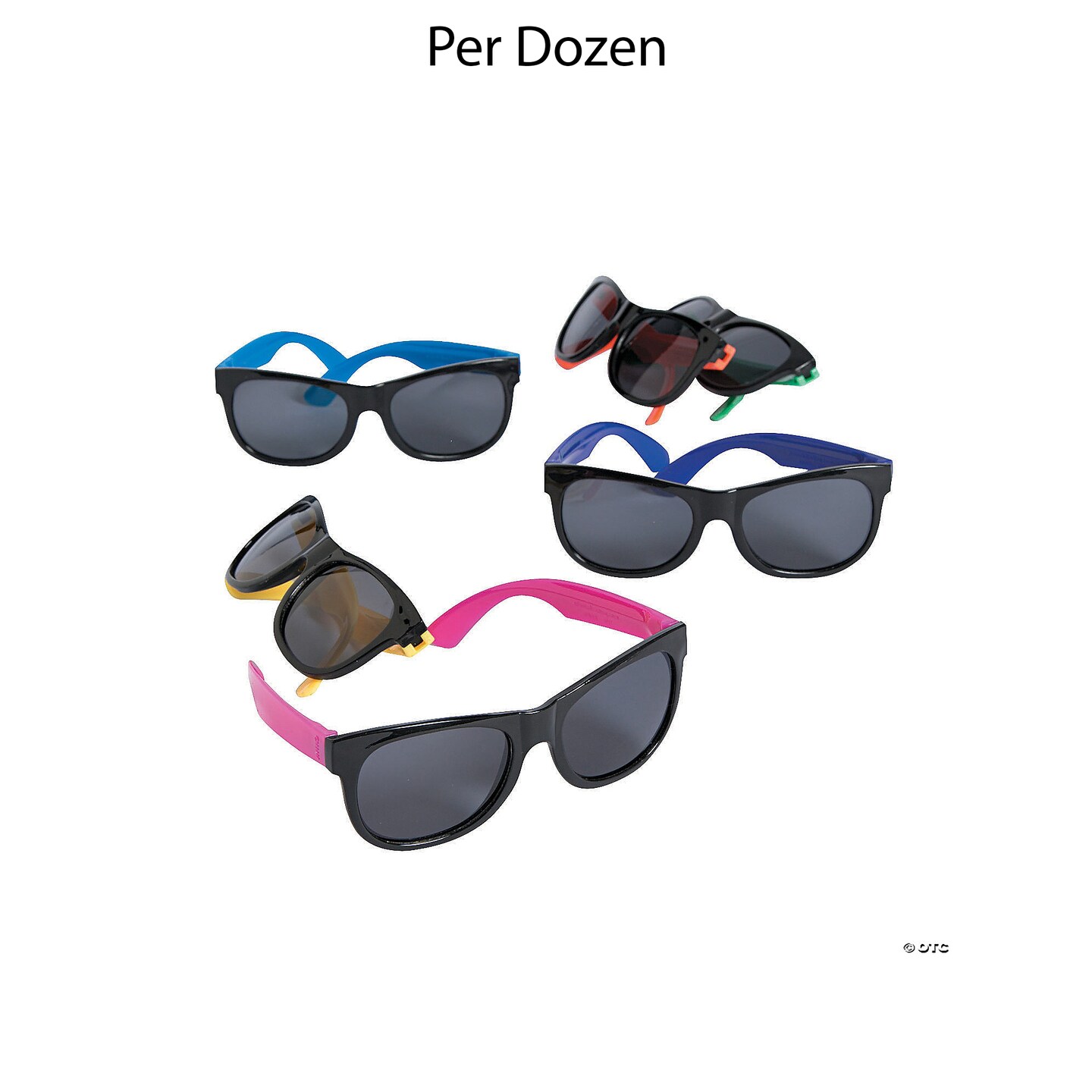 5&#x22; Kids Neon &#x26; Black Plastic Nomad Sunglasses - 12 Pc.