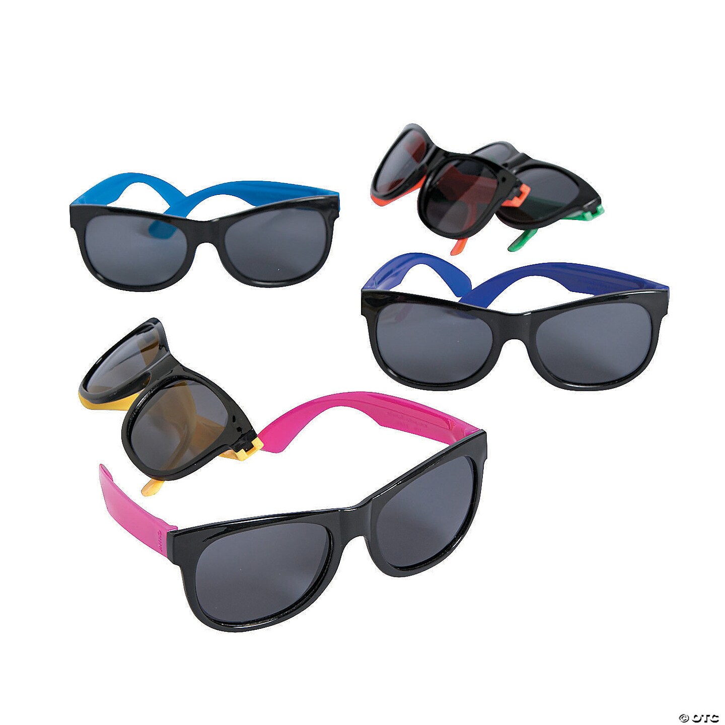 5&#x22; Kids Neon &#x26; Black Plastic Nomad Sunglasses - 12 Pc.