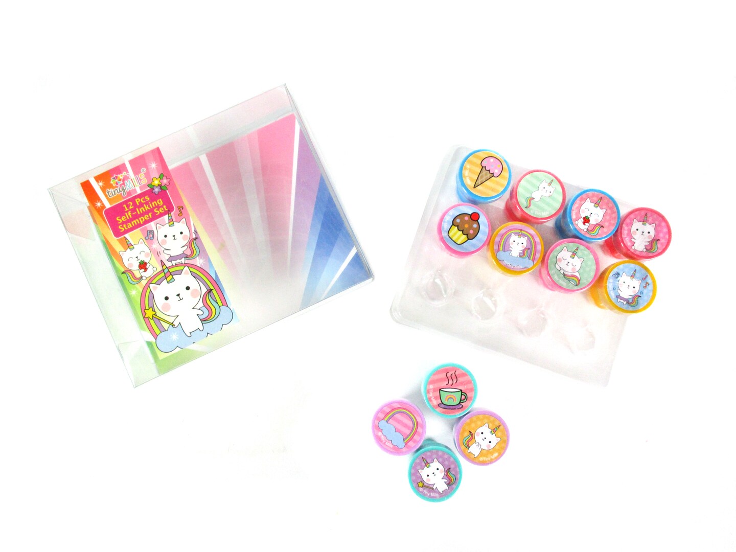 TINYMILLS 12 Pcs Unicorn Kitty Caticorn Stamp Kit