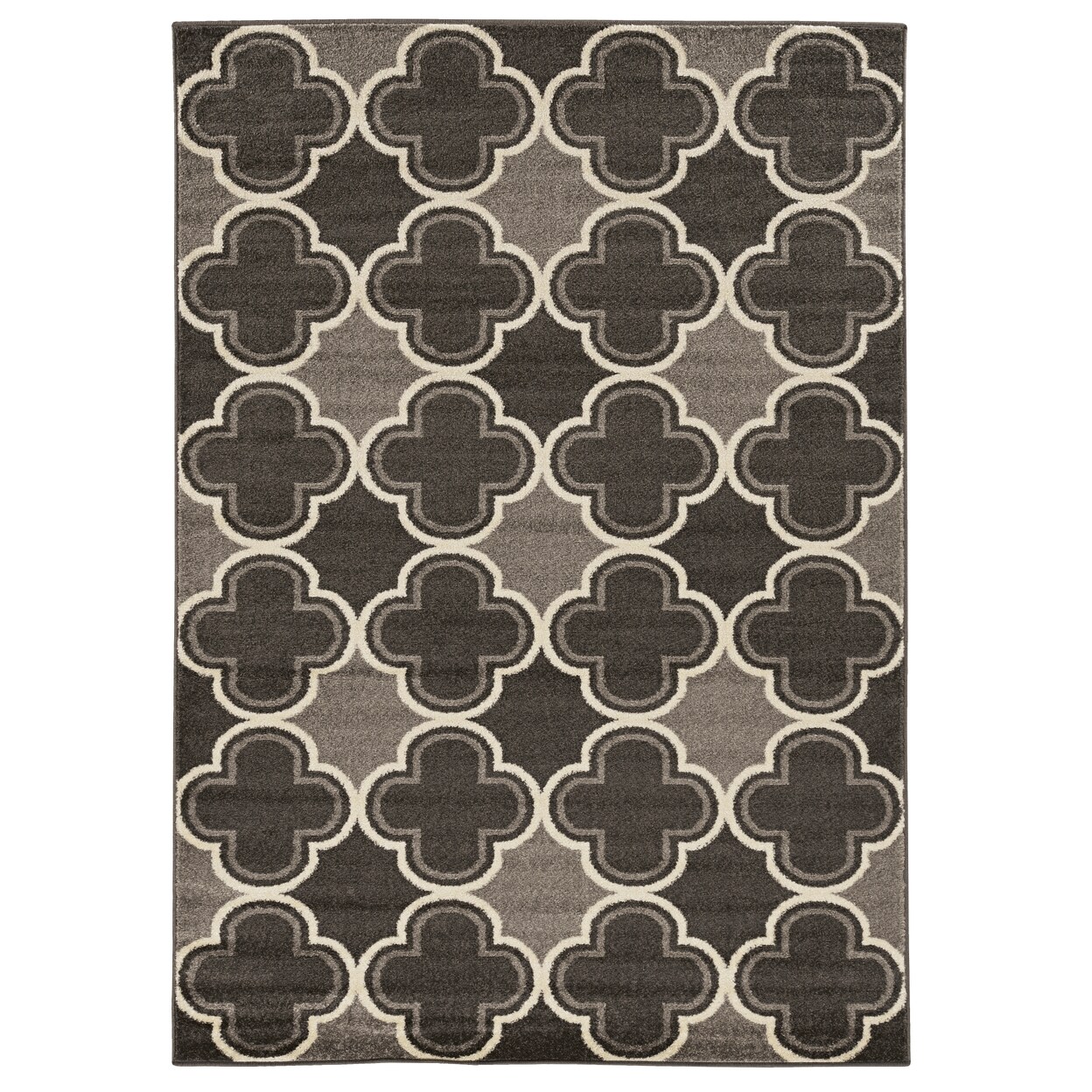 Claremont Quatrefoil Grey Area Rug 8X10 Transitional Polypropylene Soft Texture