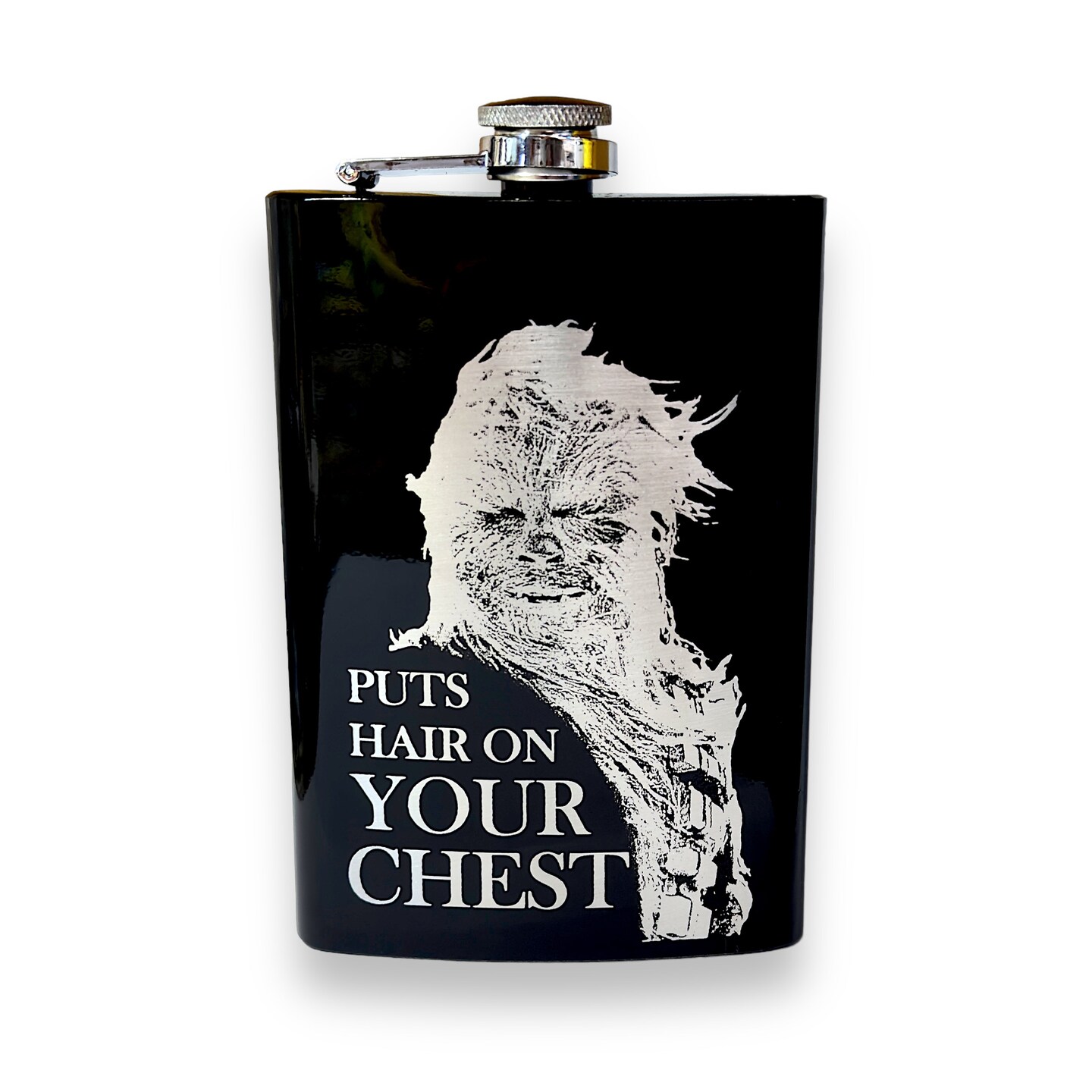 8oz Puts Hair on Your Chest Black Flask 8oz Puts Hair on Your Chest Black Flask