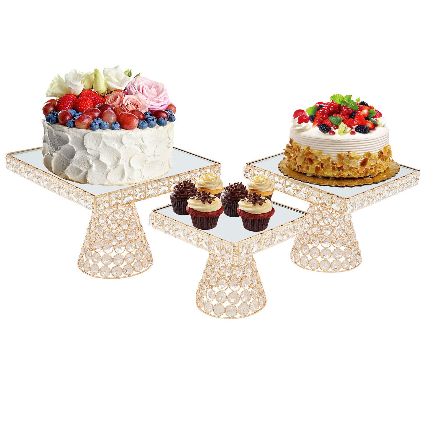 Kitcheniva 3 Pcs Cake Stand Square Cupcake Stand