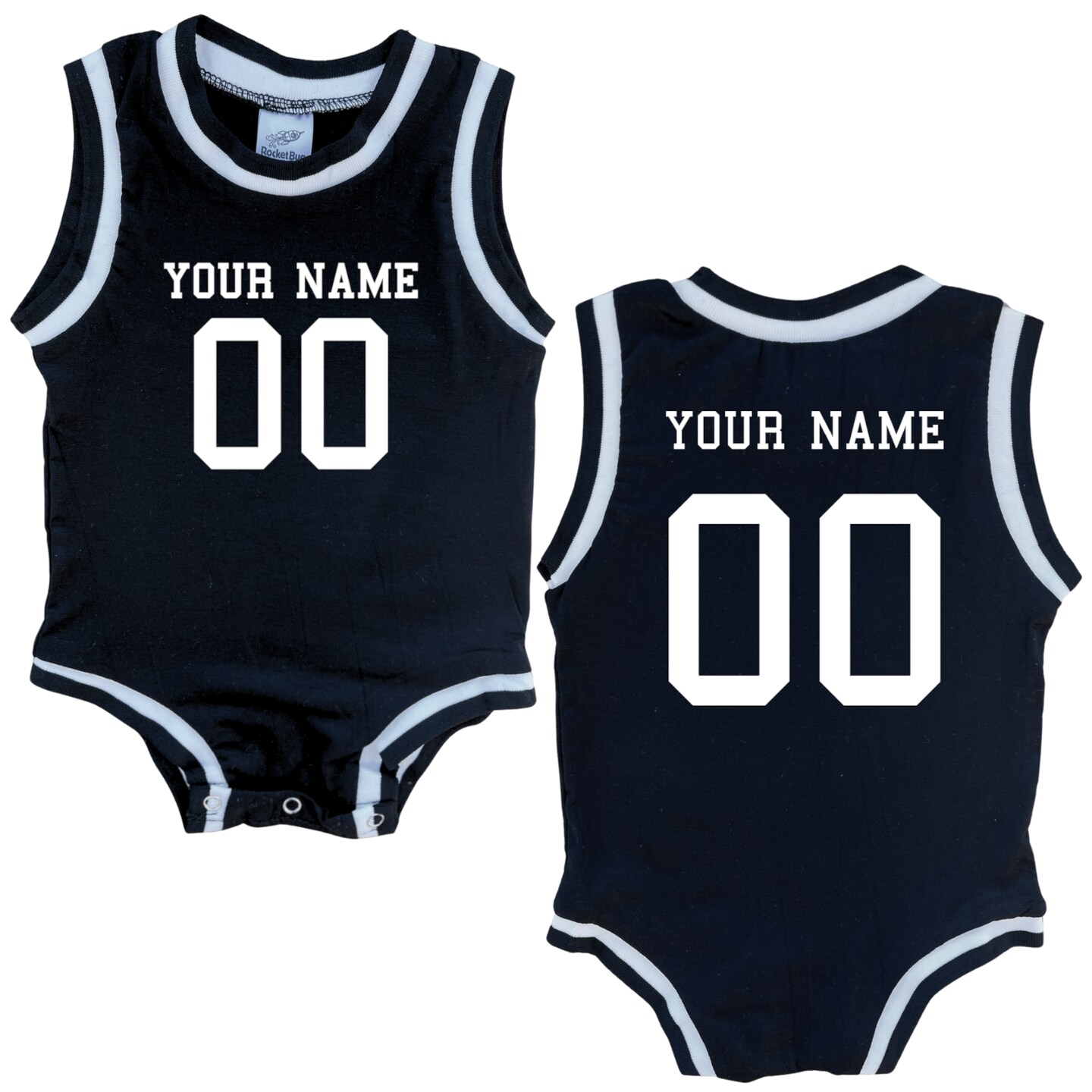 Custom Sleeveless Basketball Sport Jersey for Babies and Toddlers-Personalized with Name and Number (Front and Back) - image15
