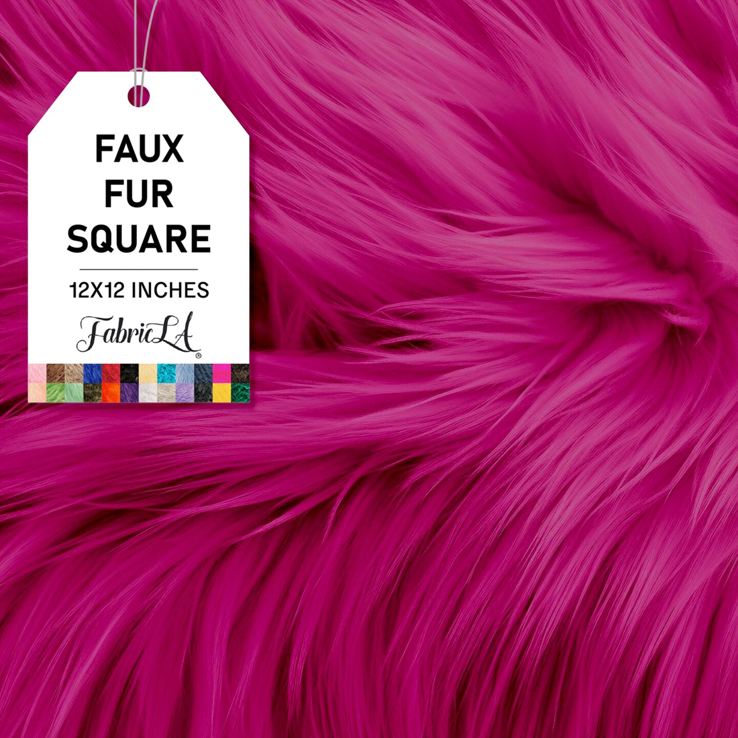 FabricLA | Faux Fur Fabric Square | 12&#x22; X 12&#x22; Inch Wide Pre-Cut Shaggy | Fake Fur Fabric | DIY, Craft Fur Decoration, Fashion Accessory, Hobby | Fuchsia