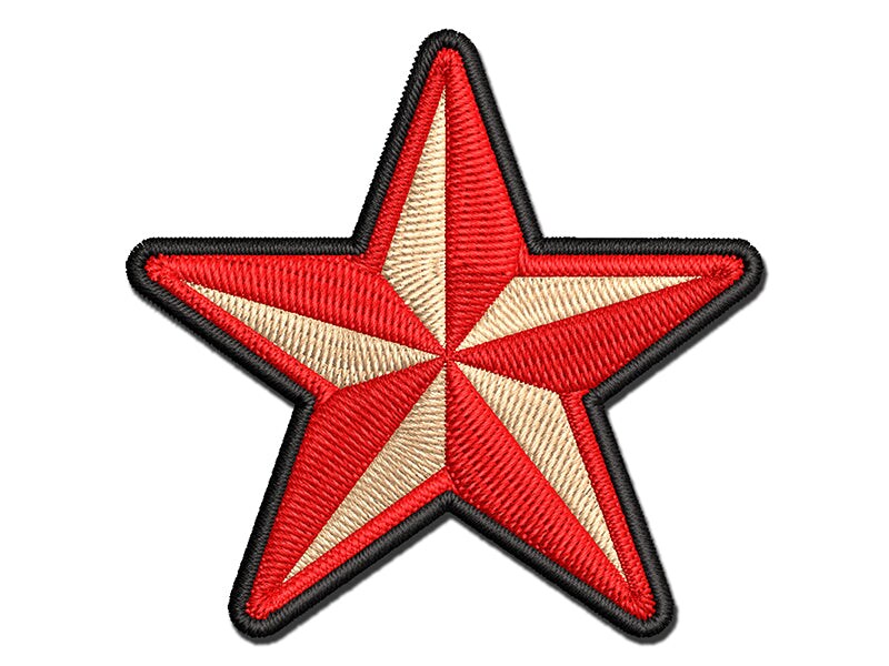 Nautical Star Multi-Color Embroidered Iron-On or Hook &#x26; Loop Patch Applique