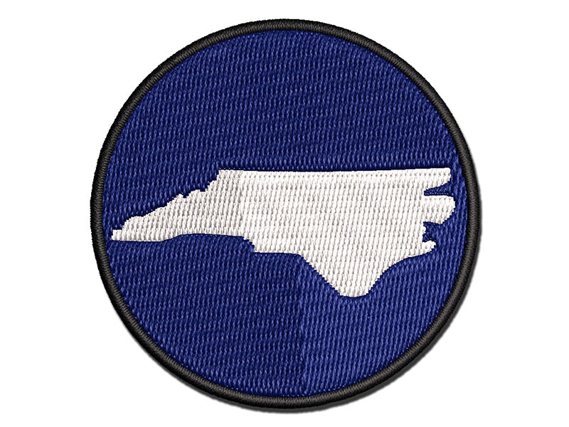 North Carolina State Silhouette Multi-Color Embroidered Iron-On or Hook &#x26; Loop Patch Applique