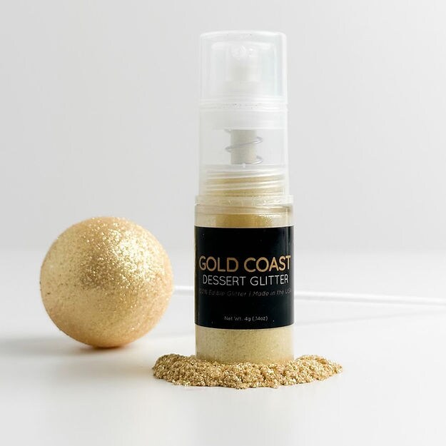 Shine Dessert Glitter: &#x22;Gold Coast&#x22; - Light Gold Edible Dessert Glitter (Dust Pump)