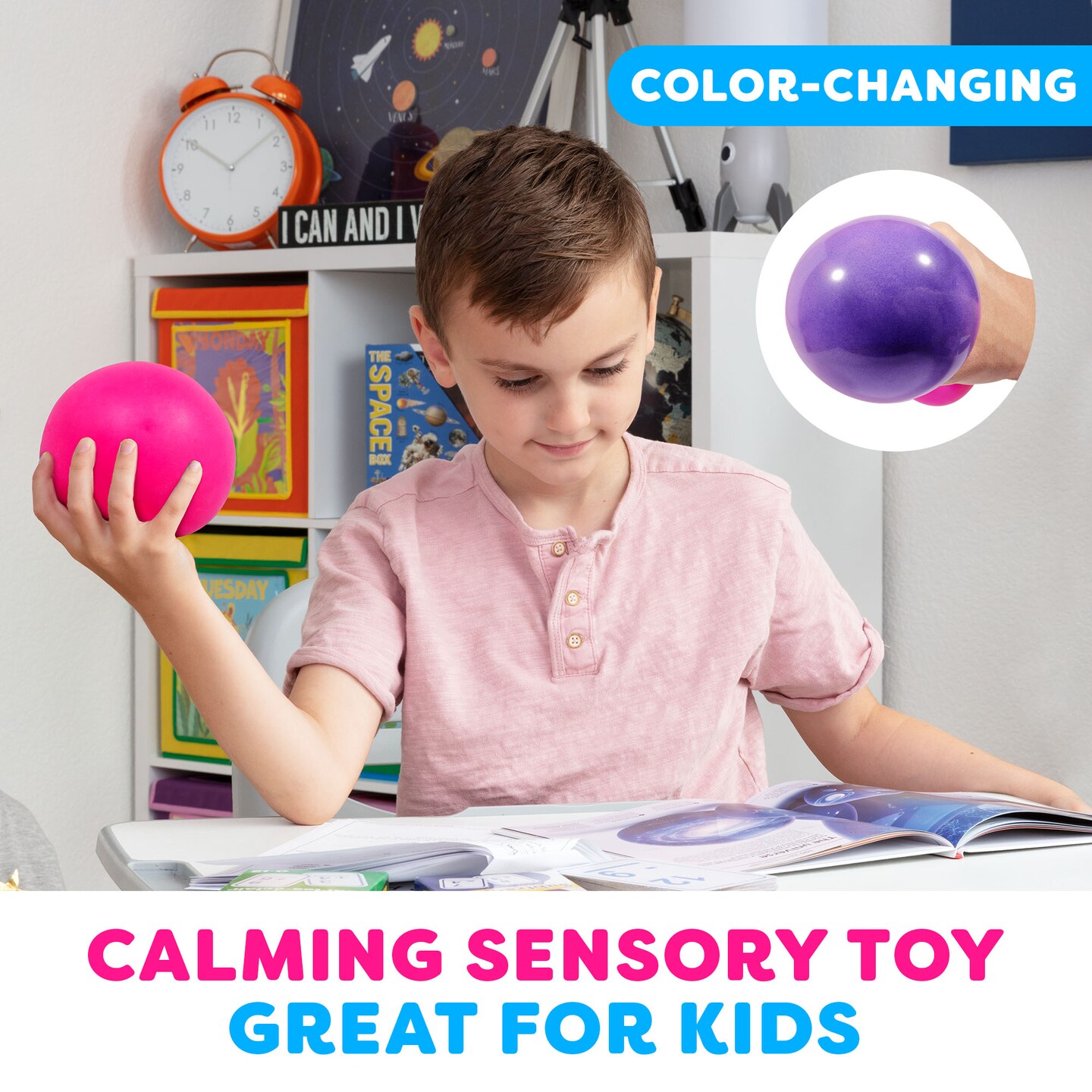 Power Your Fun Arggh Stress Ball for Adults and Kids - Pink/Purple