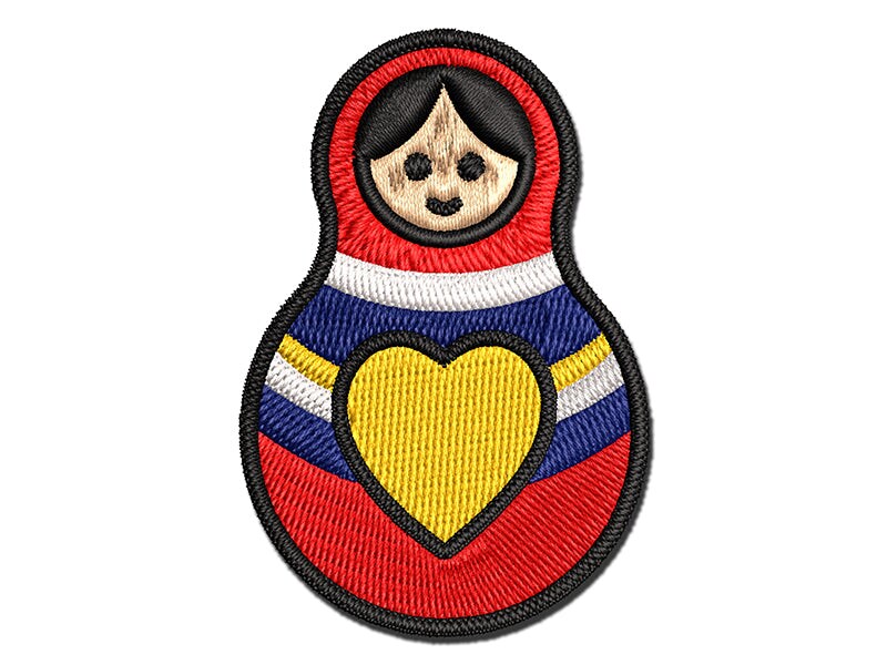 Matryoshka Babushka Russian Nesting Stacking Doll Multi-Color Embroidered Iron-On or Hook & Loop Patch Applique